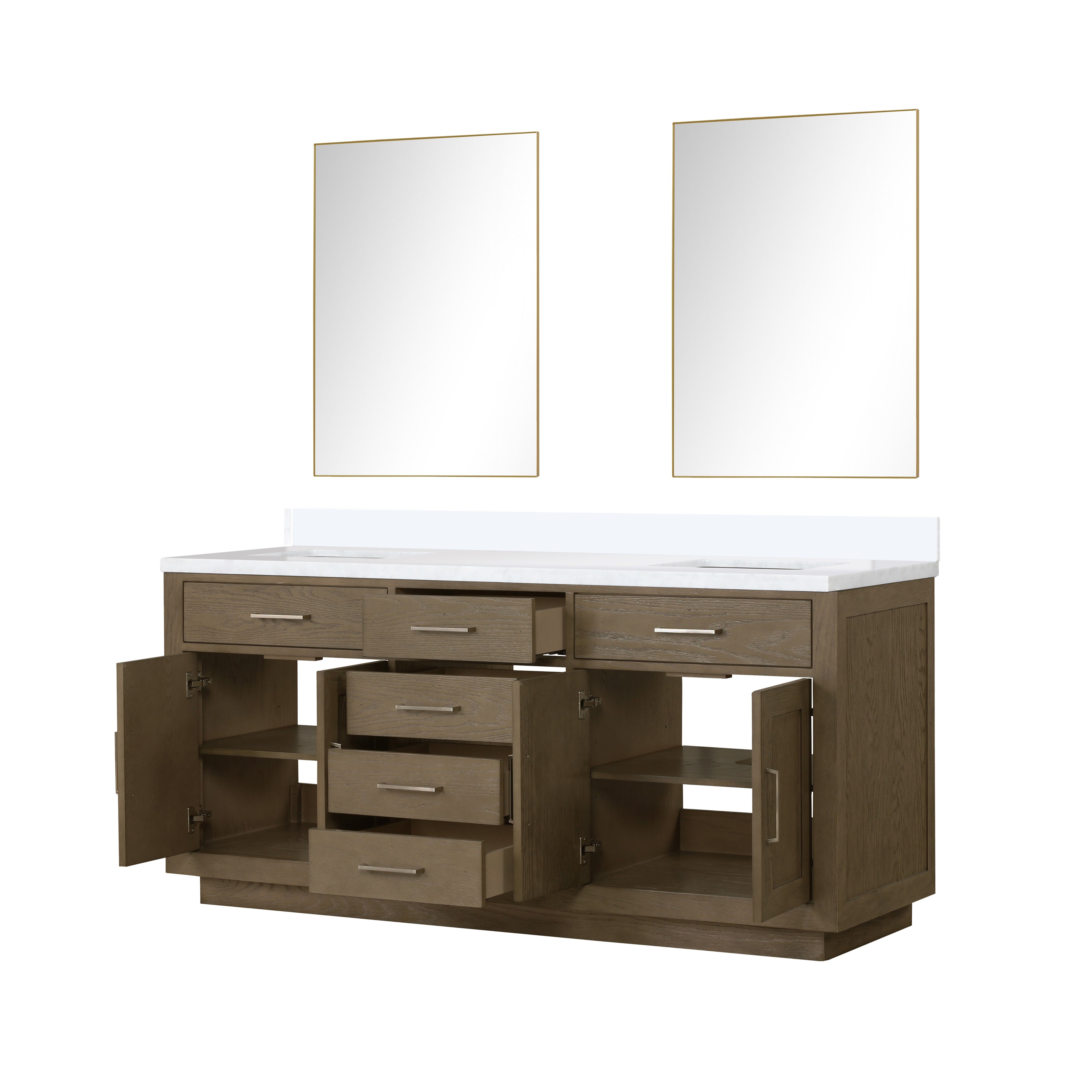 Abbey 72 in W x 22 in D Grey Oak Double Bath Vanity