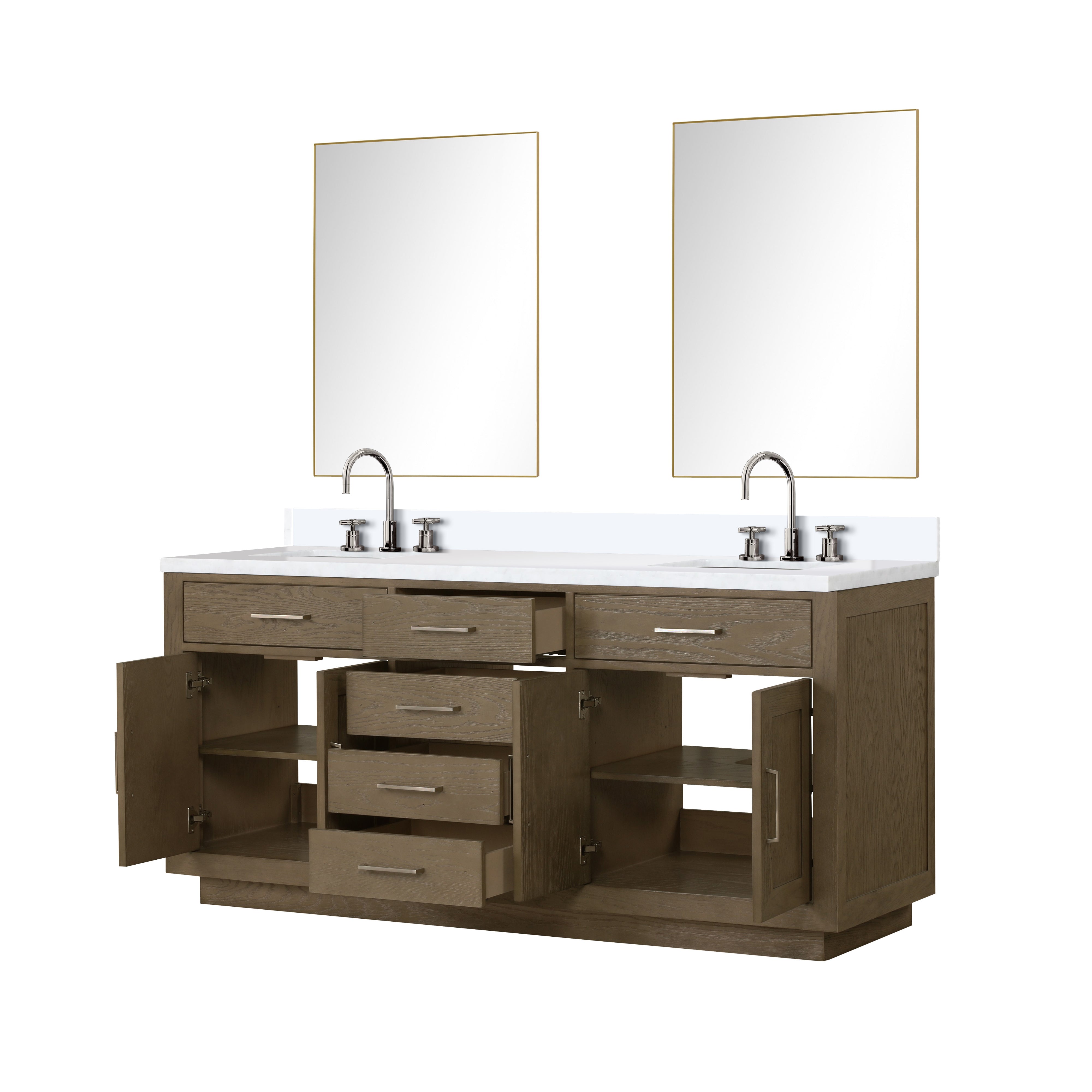 Abbey 72 in W x 22 in D Grey Oak Double Bath Vanity