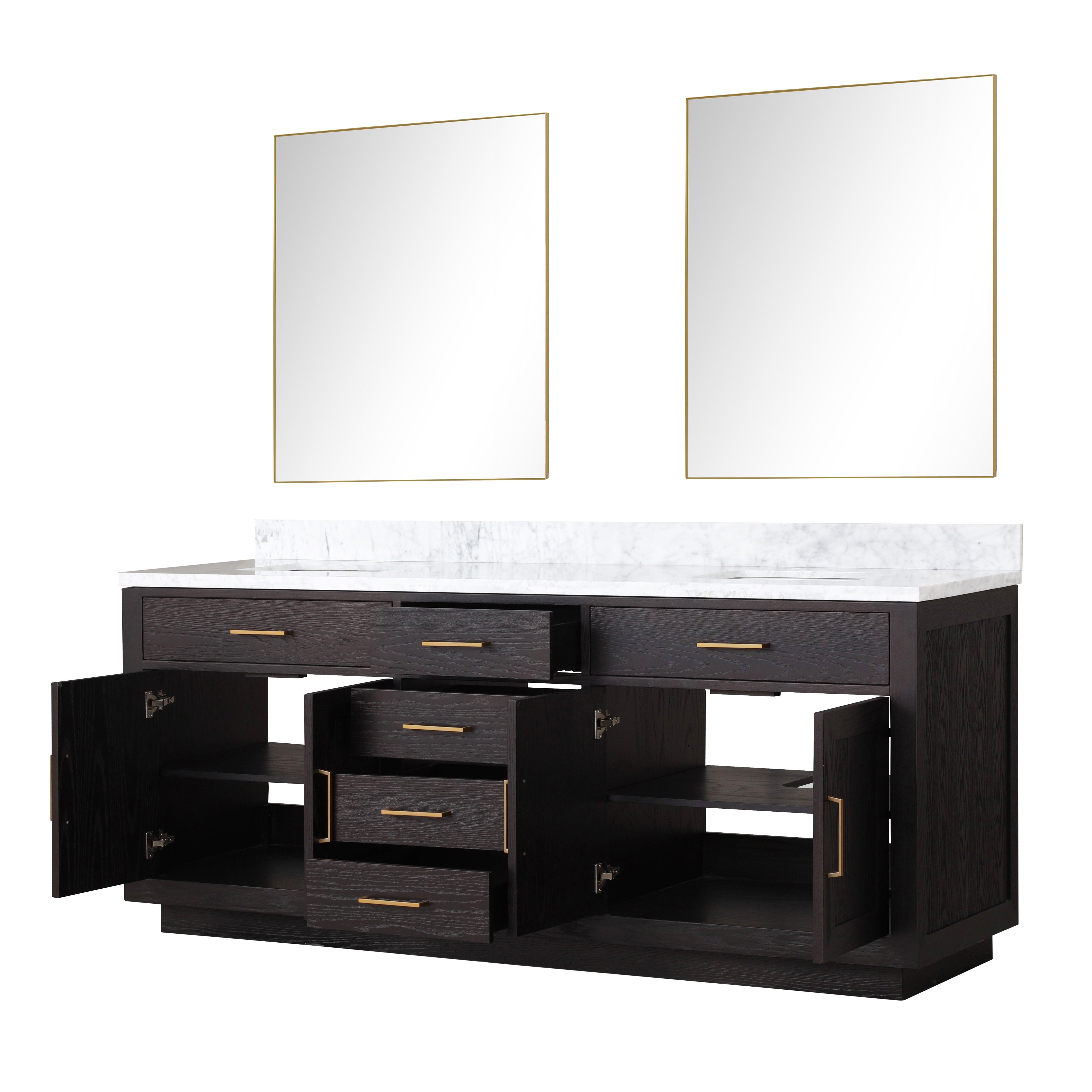 Abbey 80 in W x 22 in D Black Oak Double Bath Vanity