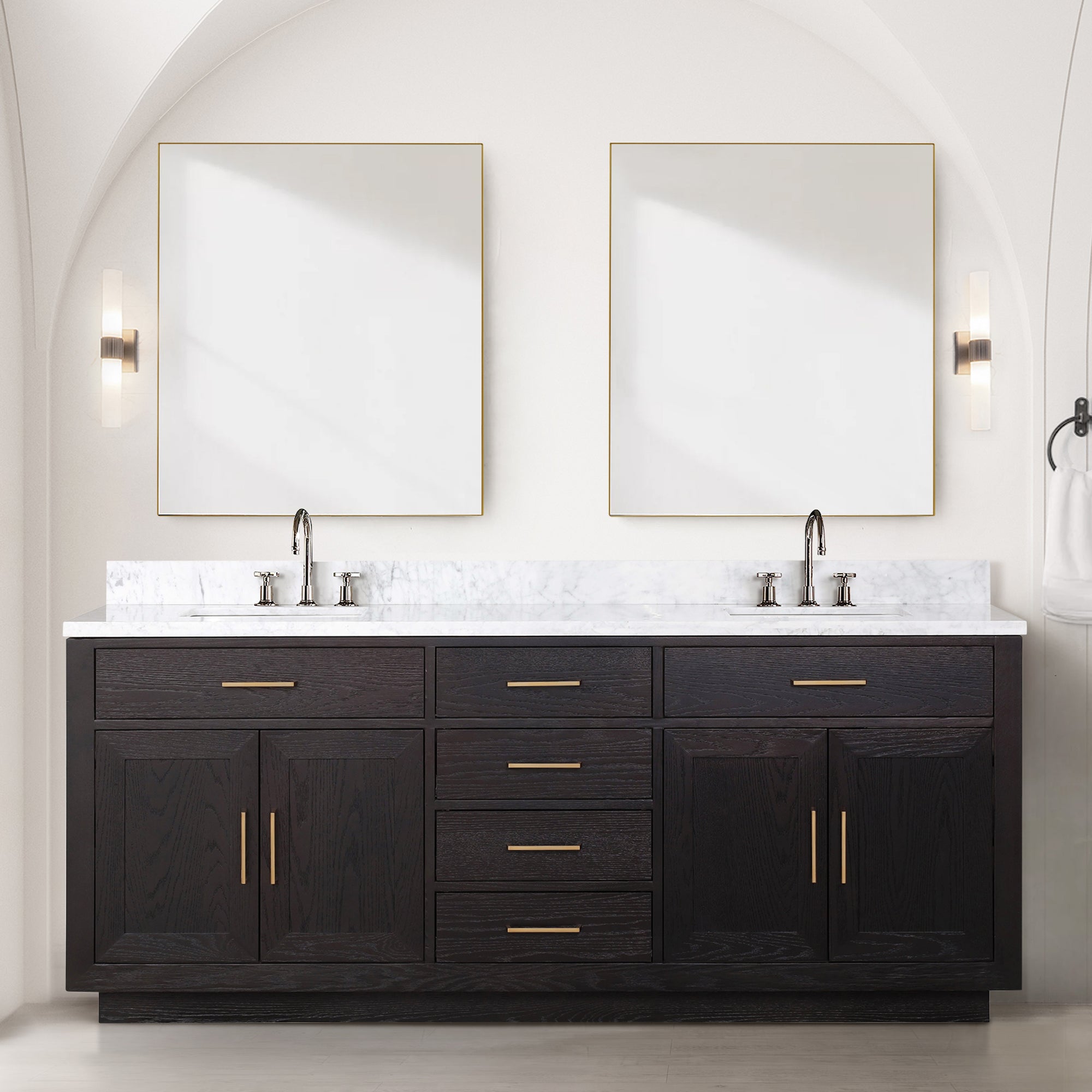 Abbey 80 in W x 22 in D Black Oak Double Bath Vanity