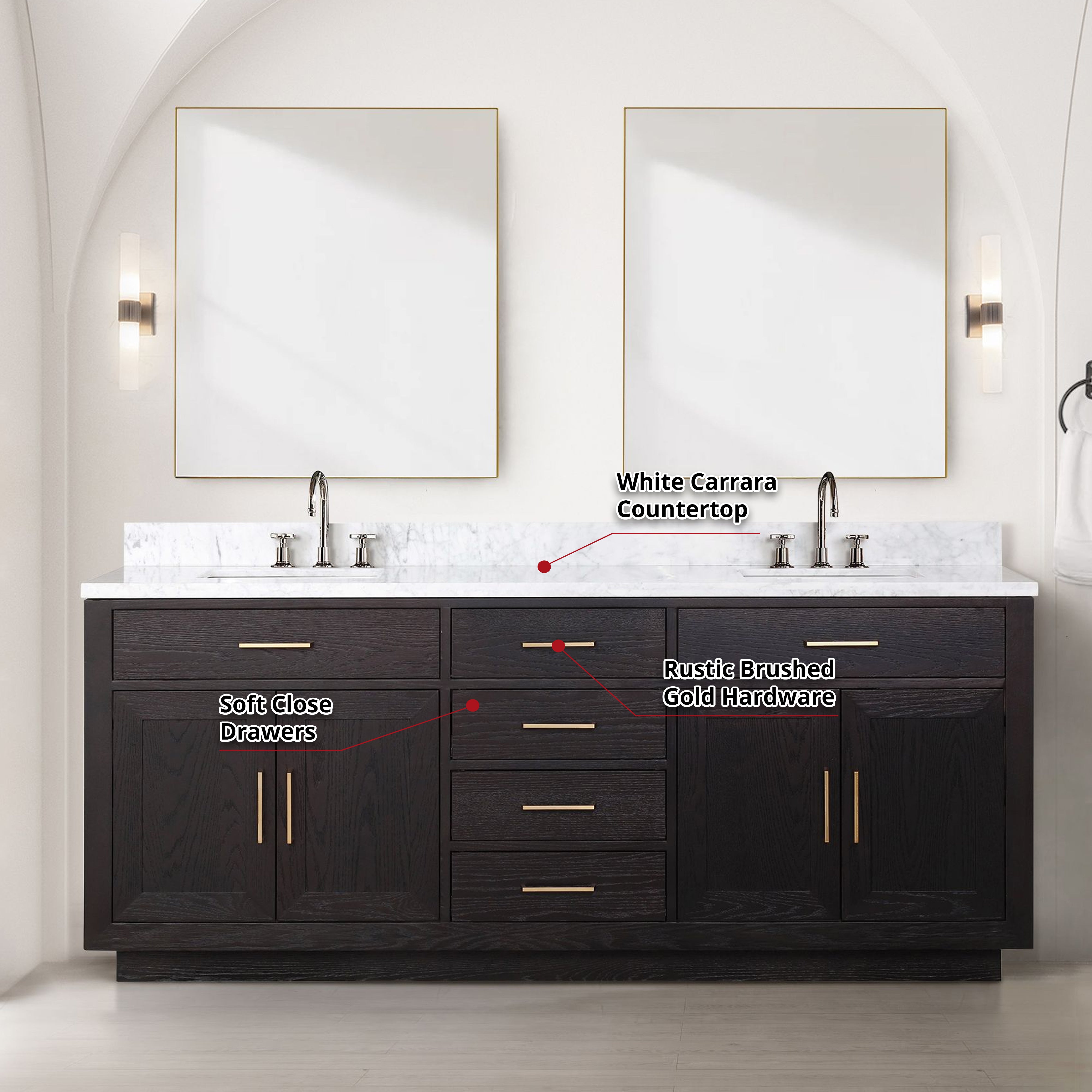 Abbey 80 in W x 22 in D Black Oak Double Bath Vanity