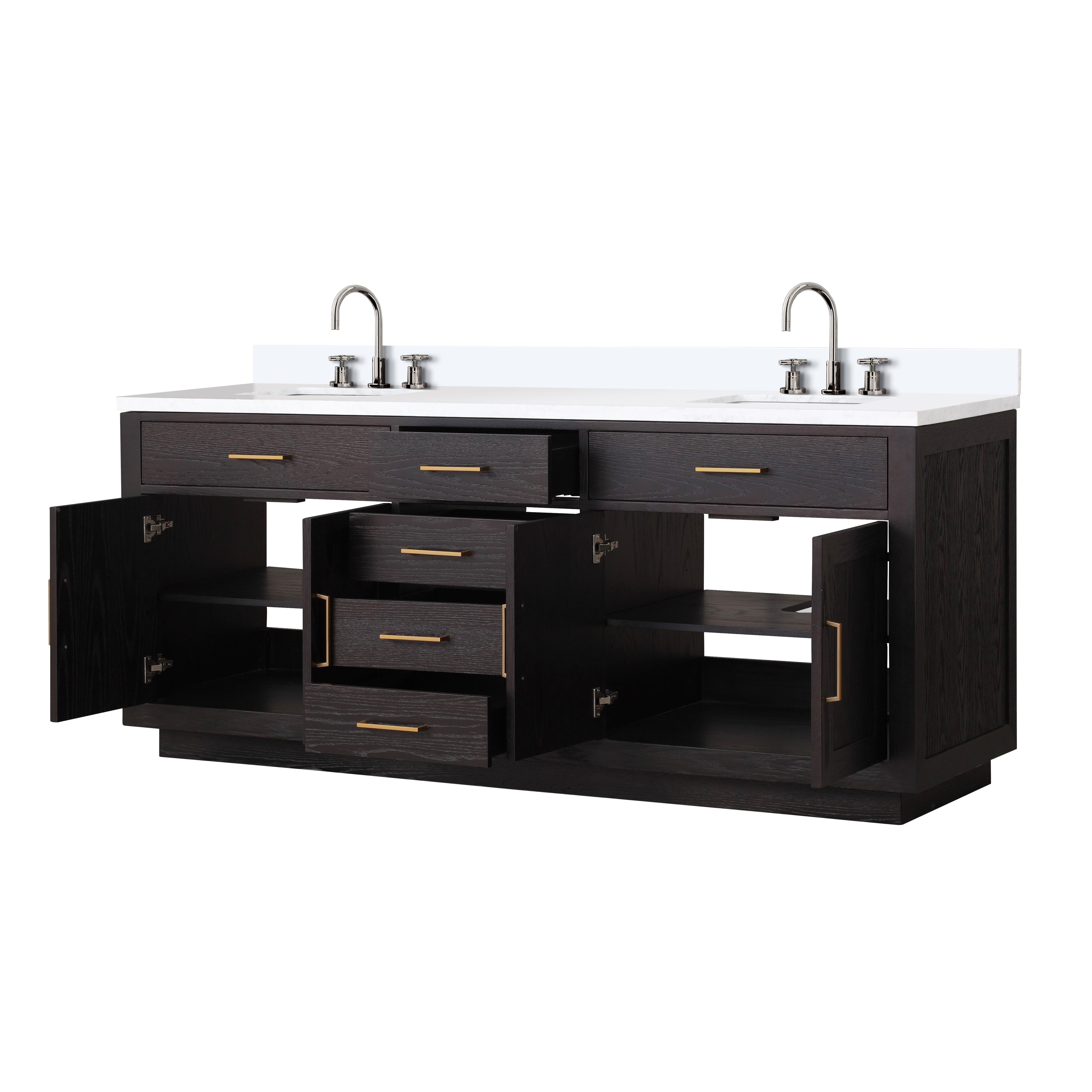 Abbey 80 in W x 22 in D Black Oak Double Bath Vanity