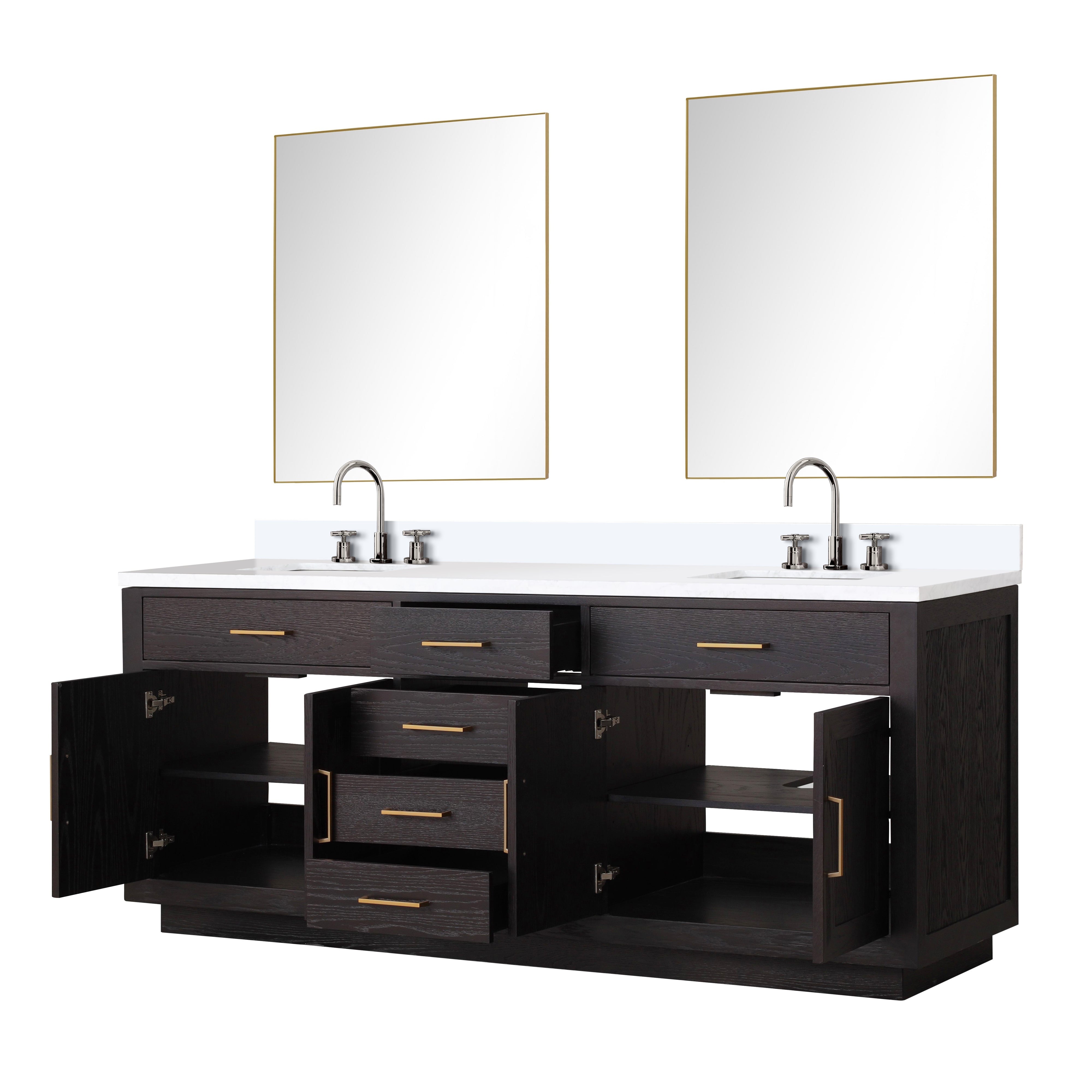 Abbey 80 in W x 22 in D Black Oak Double Bath Vanity