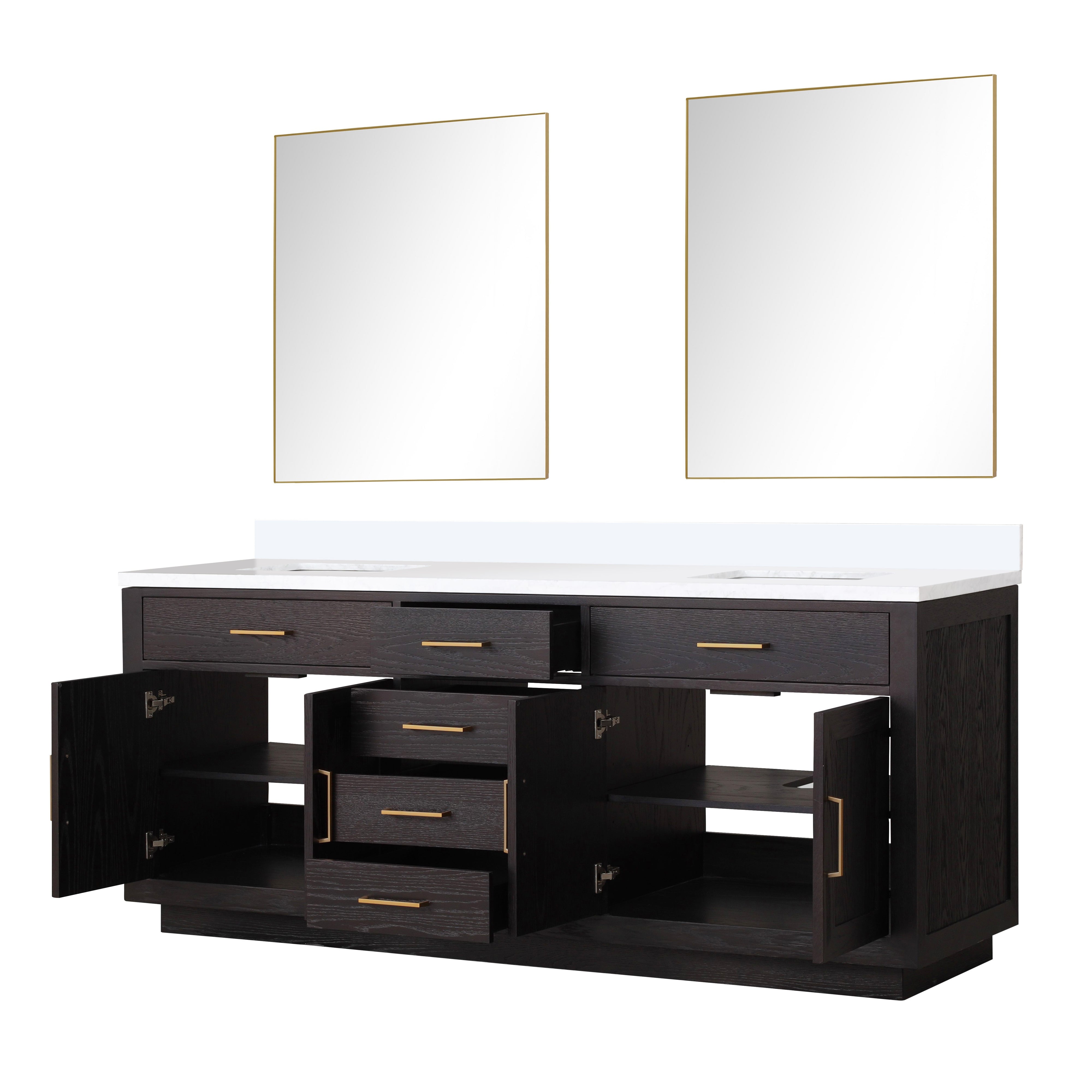 Abbey 80 in W x 22 in D Black Oak Double Bath Vanity