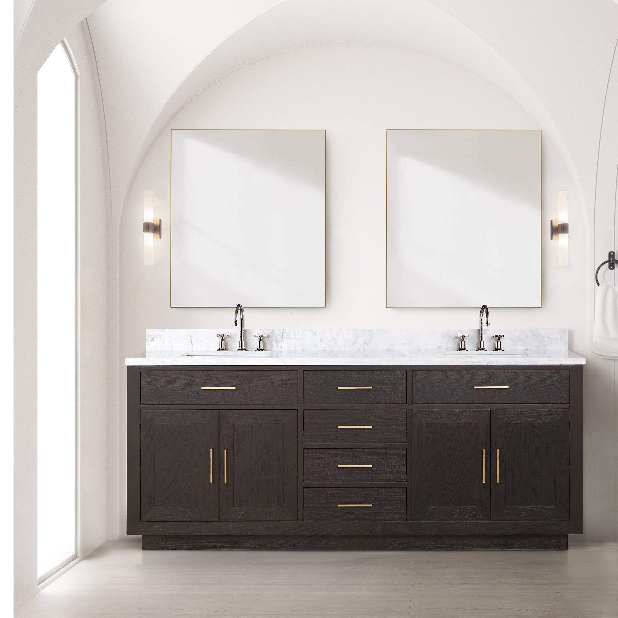 Abbey 80 in W x 22 in D Brown Oak Double Bath Vanity