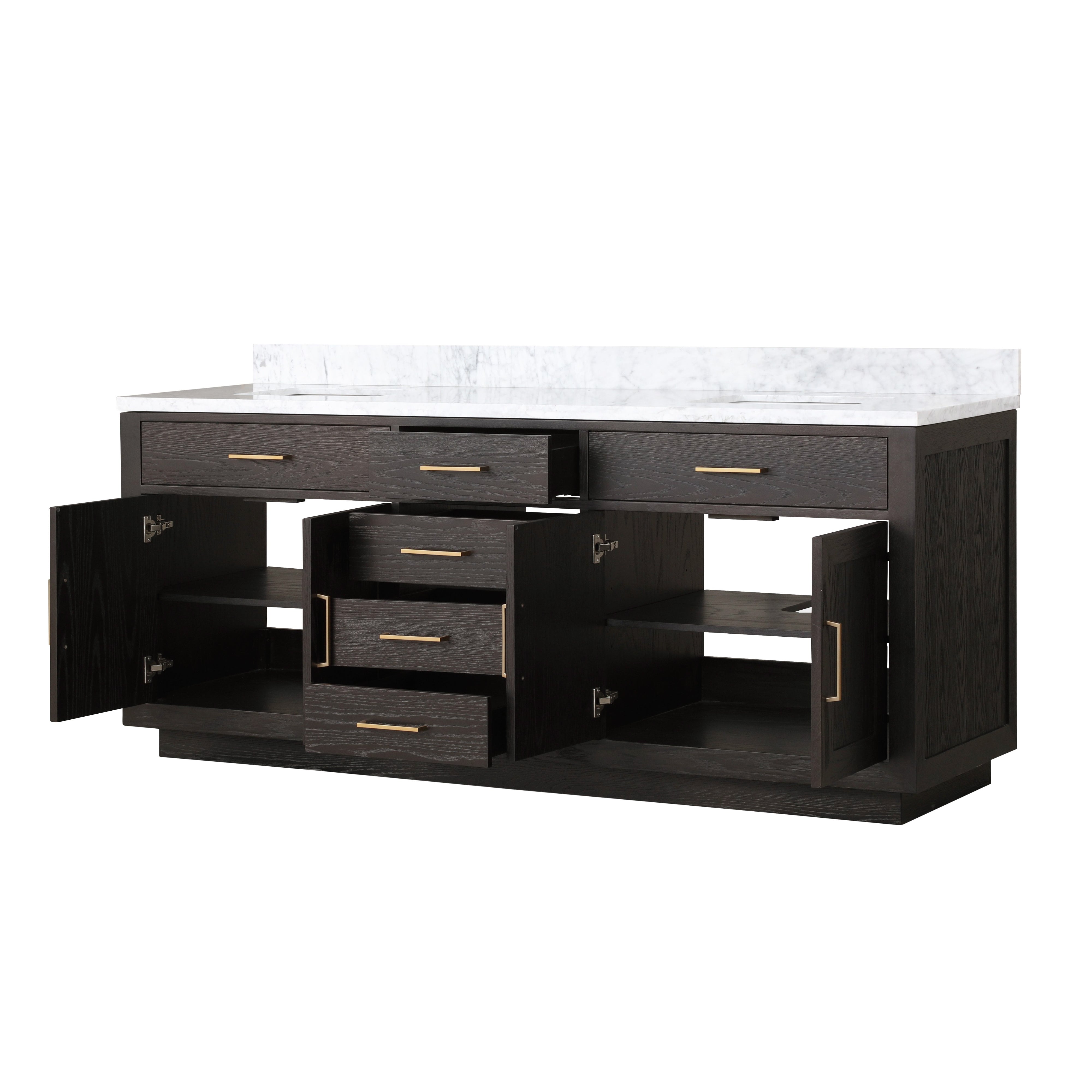 Abbey 80 in W x 22 in D Brown Oak Double Bath Vanity