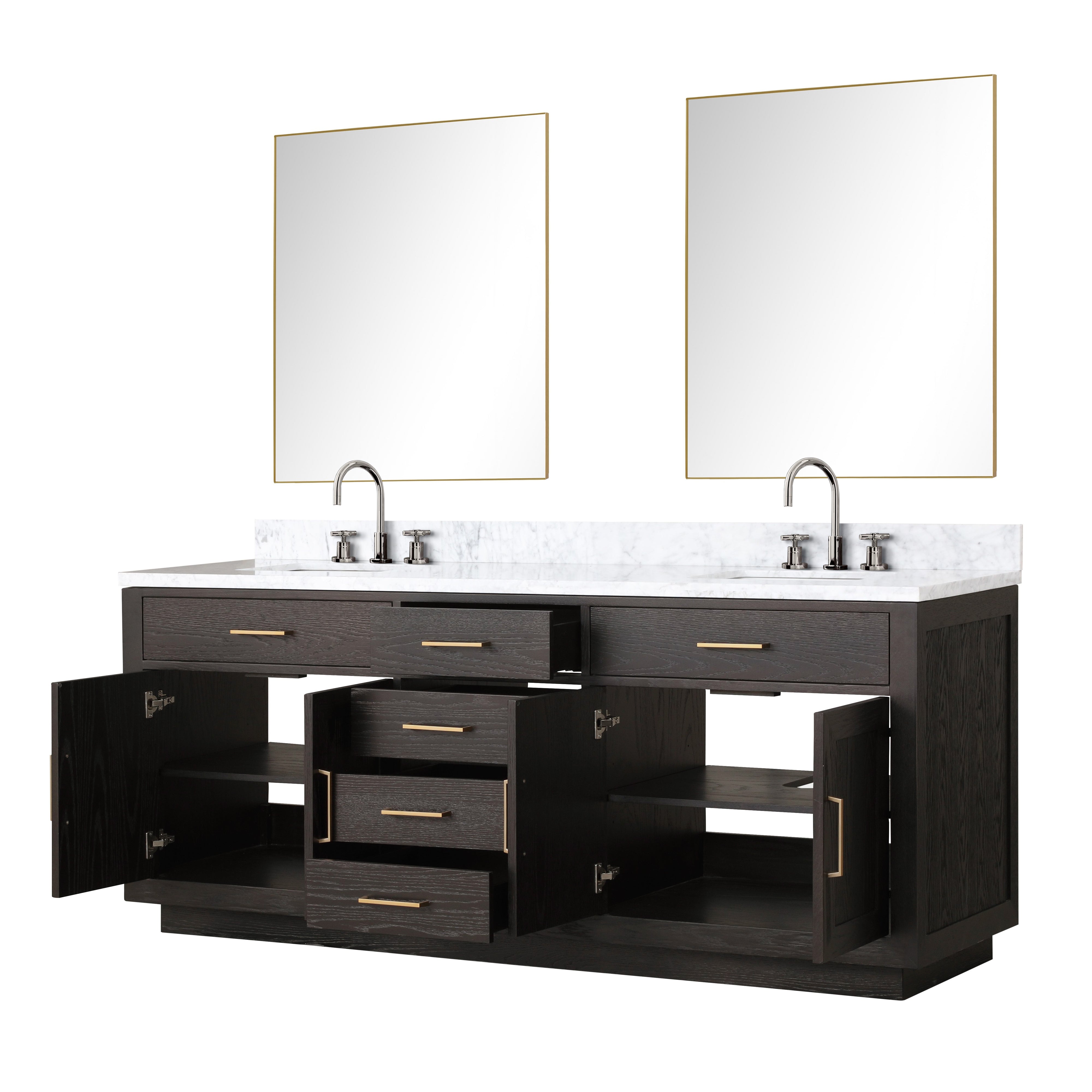 Abbey 80 in W x 22 in D Brown Oak Double Bath Vanity