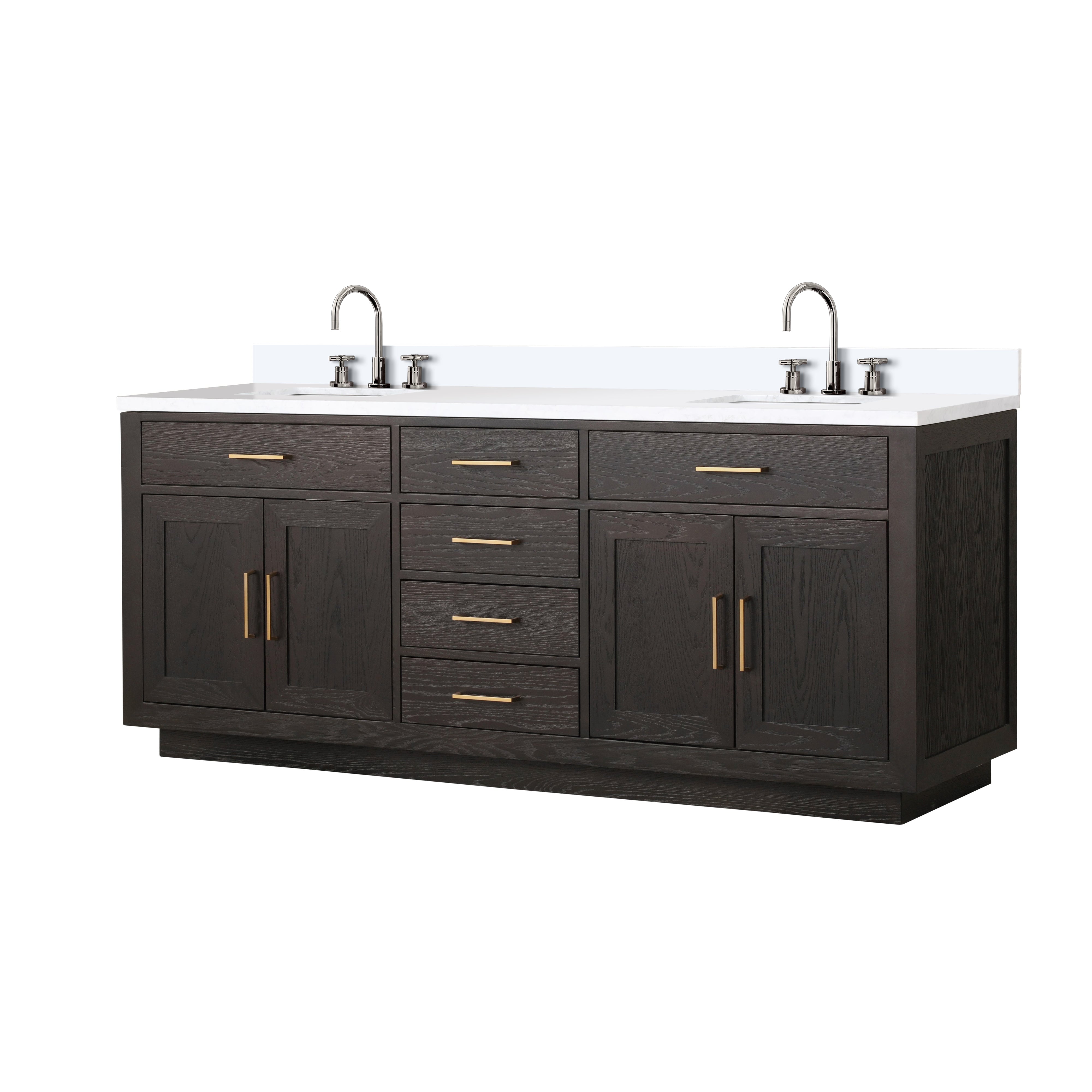 Abbey 80 in W x 22 in D Brown Oak Double Bath Vanity