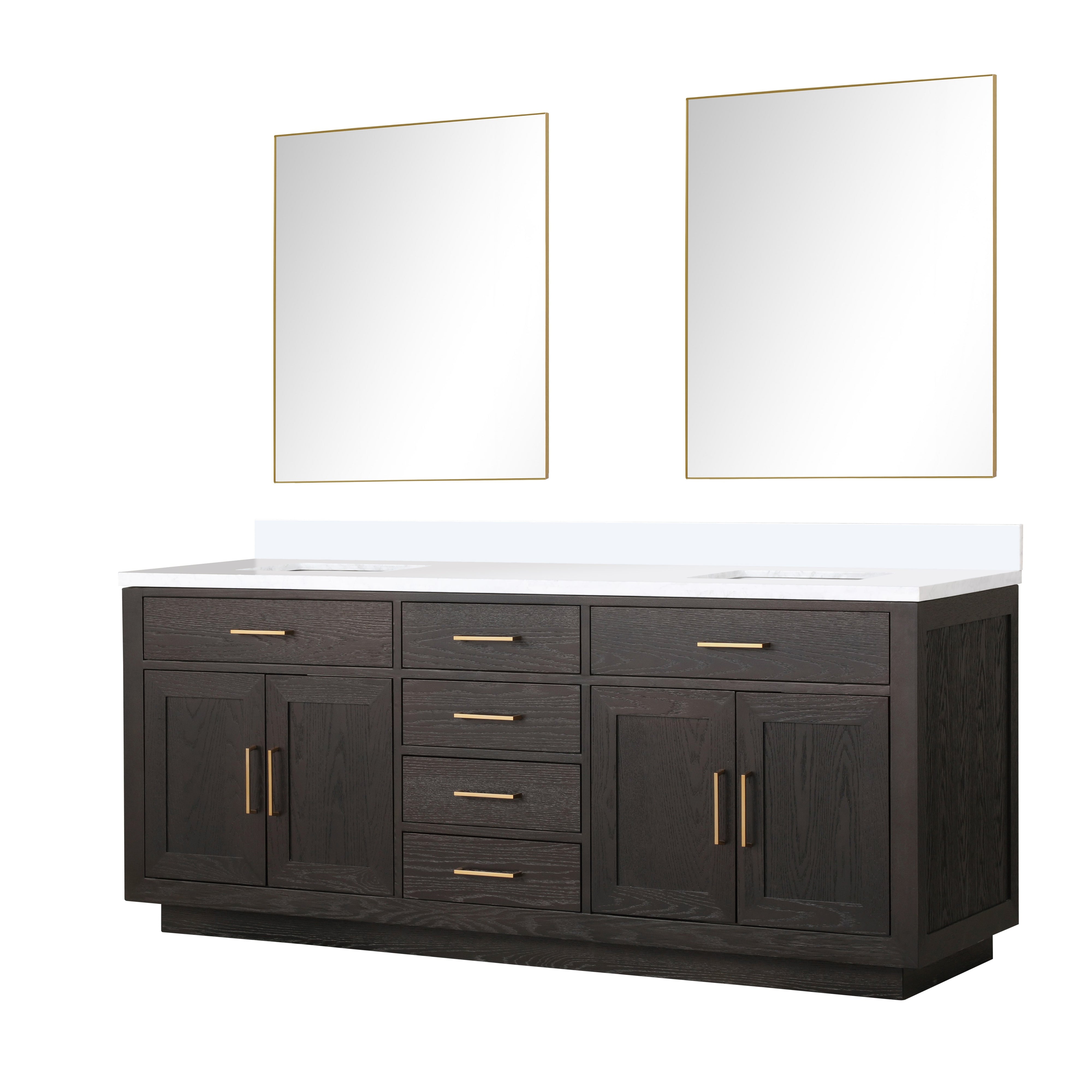Abbey 80 in W x 22 in D Brown Oak Double Bath Vanity
