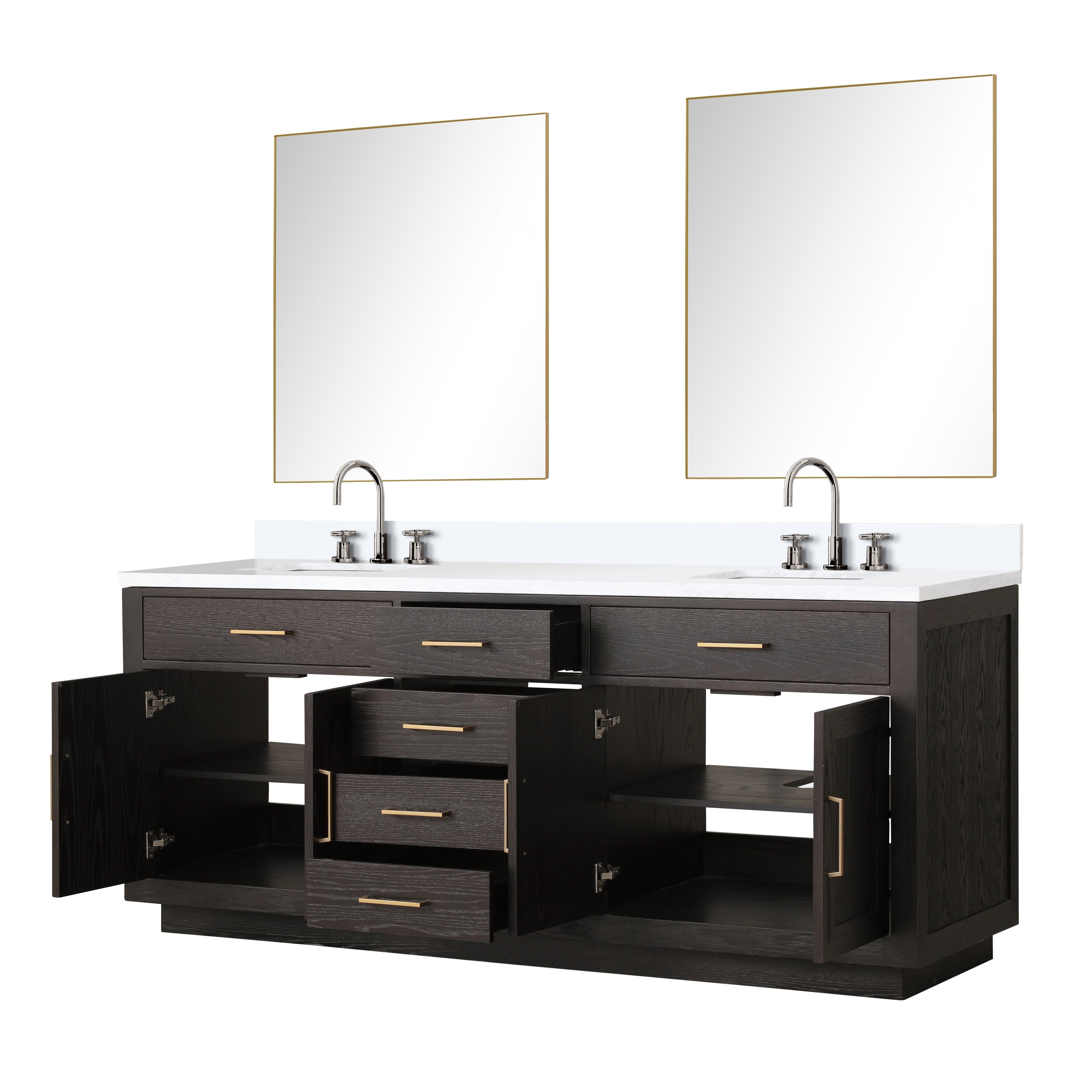 Abbey 80 in W x 22 in D Brown Oak Double Bath Vanity