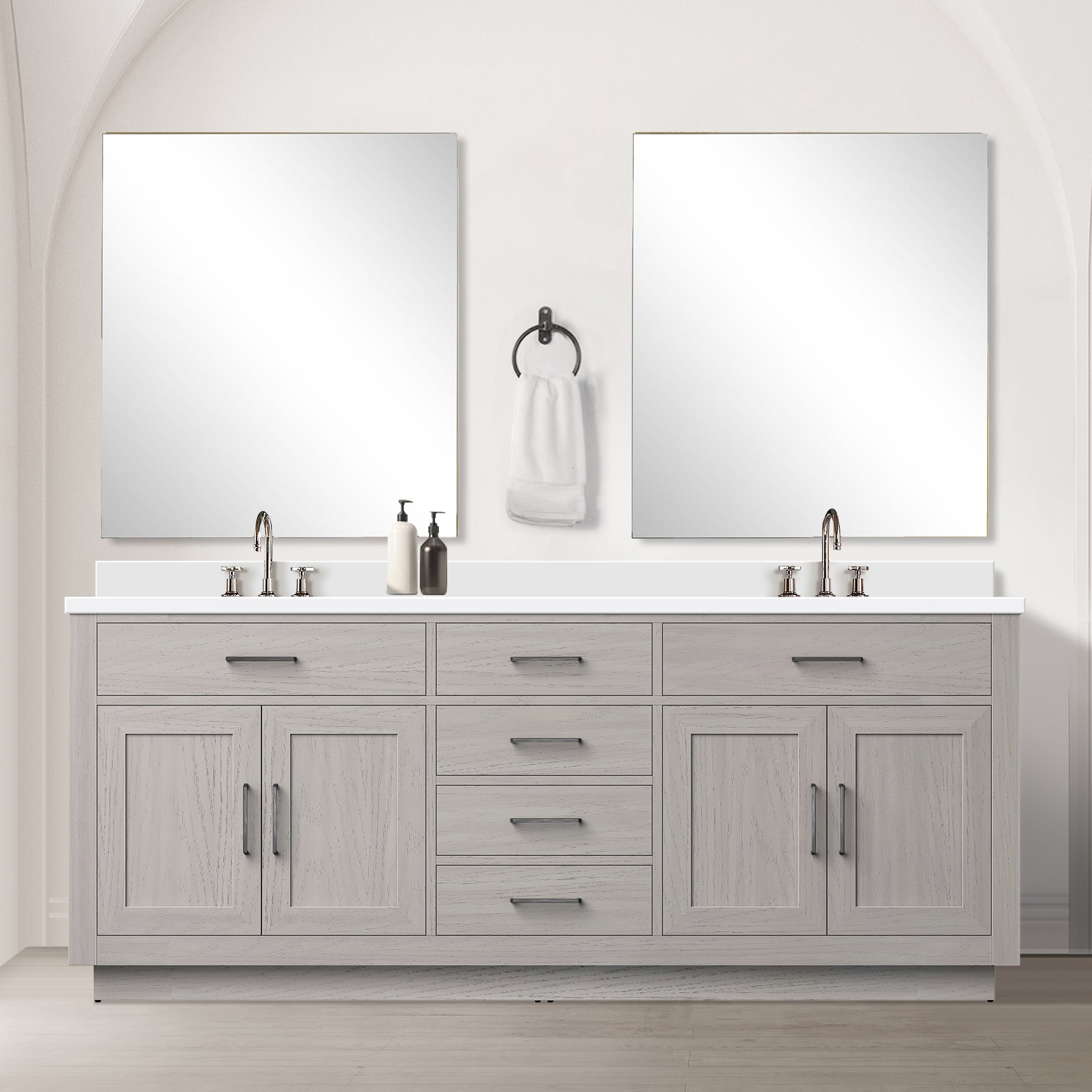 Abbey 80 in W x 22 in D White Oak Double Bath Vanity