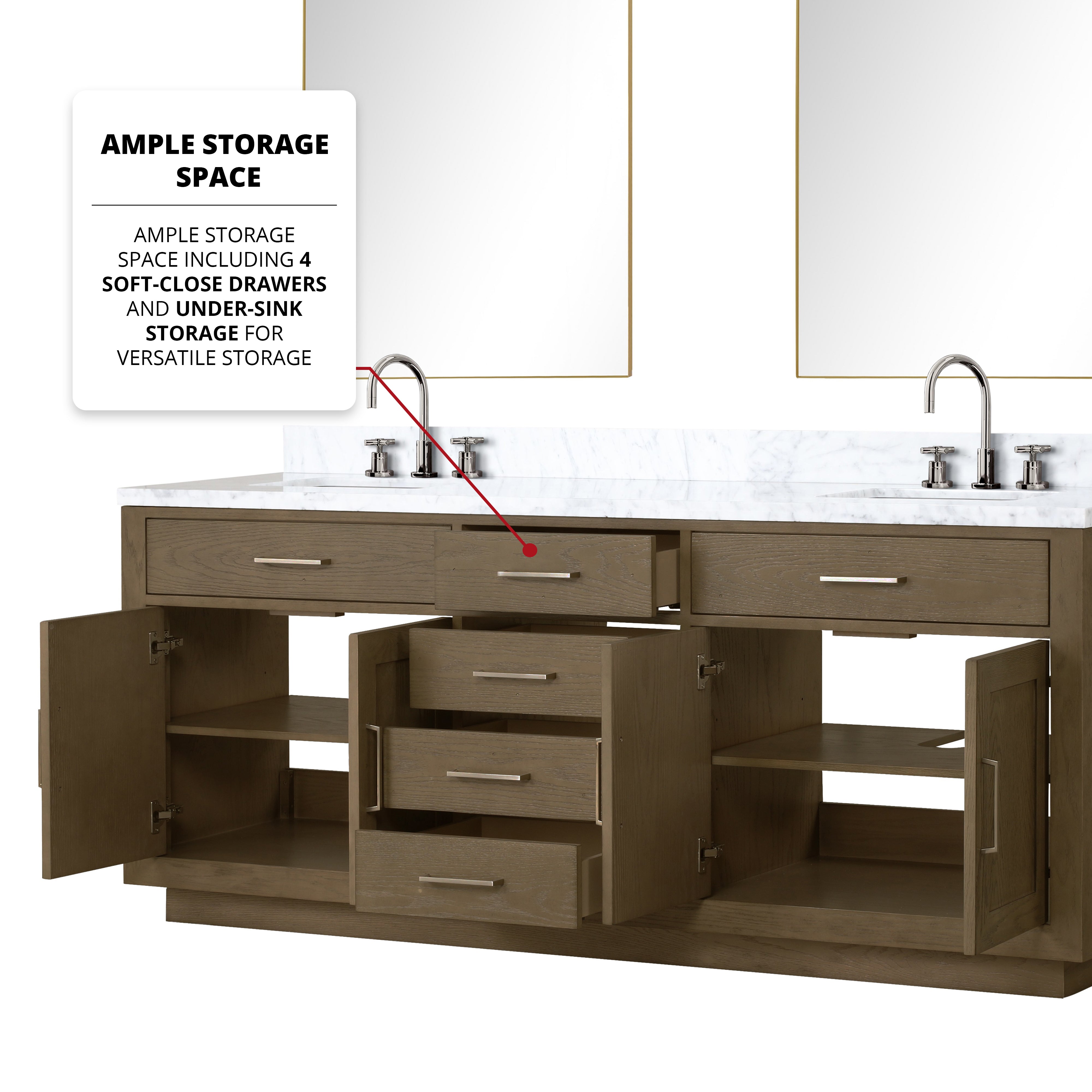 Abbey 80 in W x 22 in D Grey Oak Double Bath Vanity