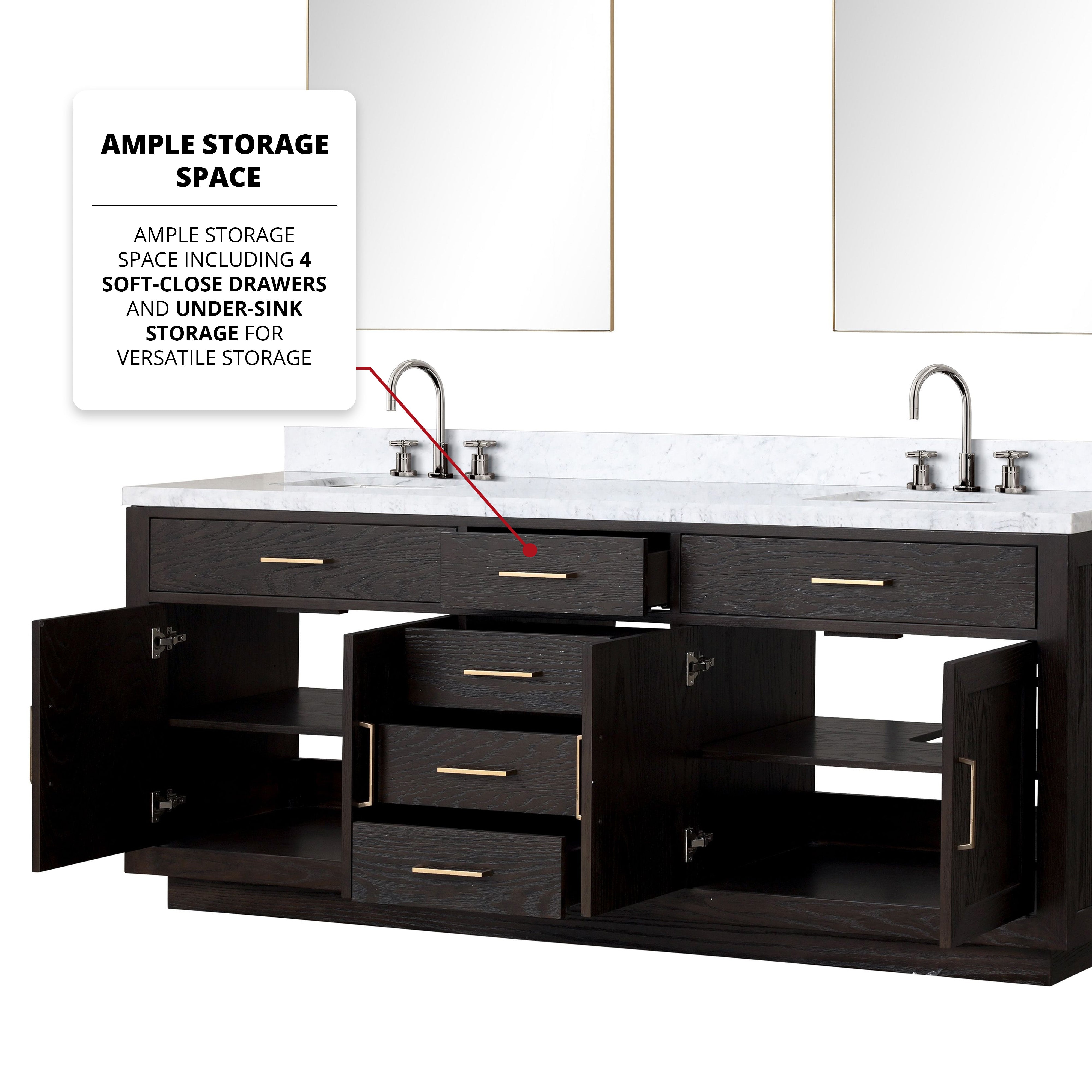 Abbey 84 in W x 22 in D Black Oak Double Bath Vanity
