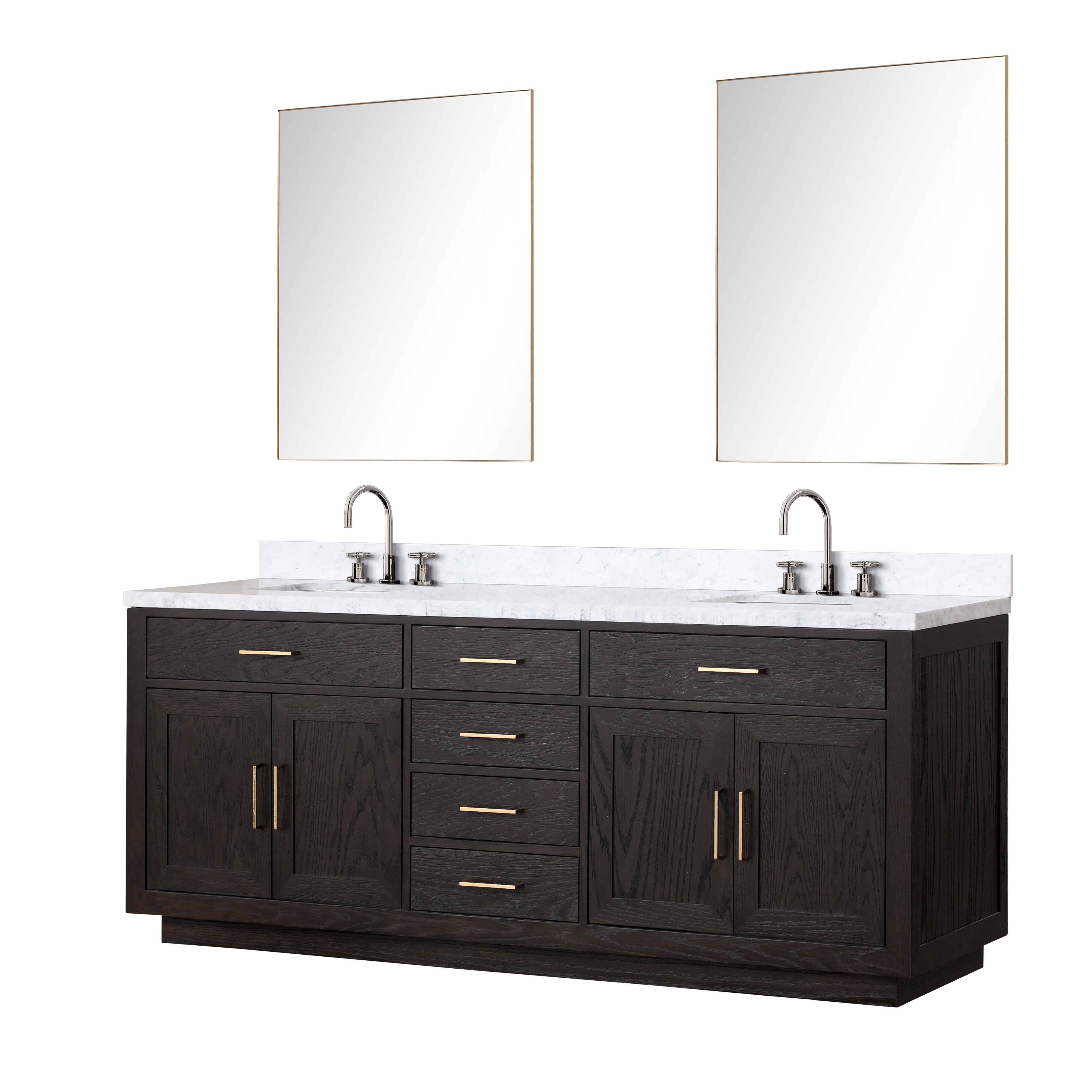 Abbey 84 in W x 22 in D Black Oak Double Bath Vanity