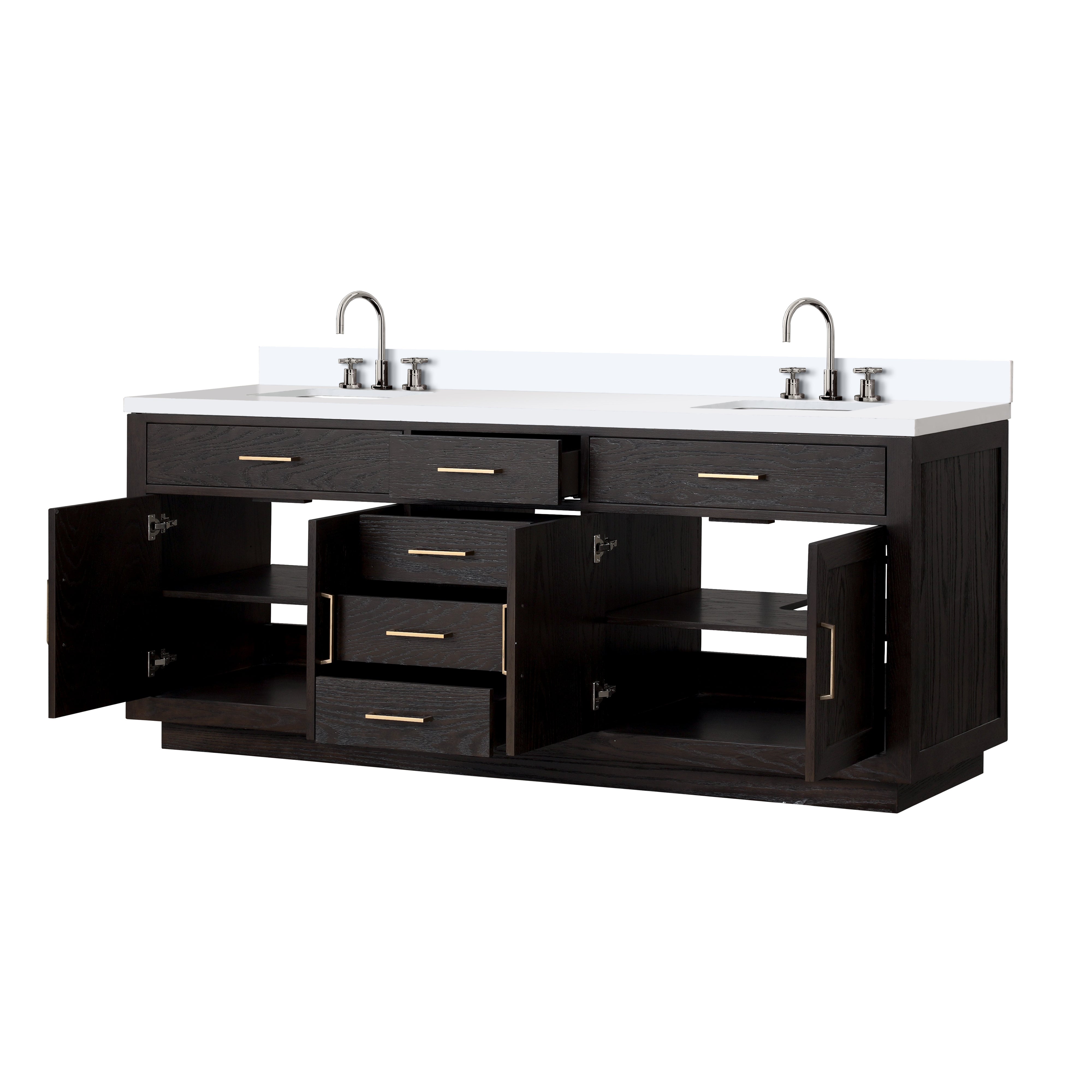 Abbey 84 in W x 22 in D Black Oak Double Bath Vanity