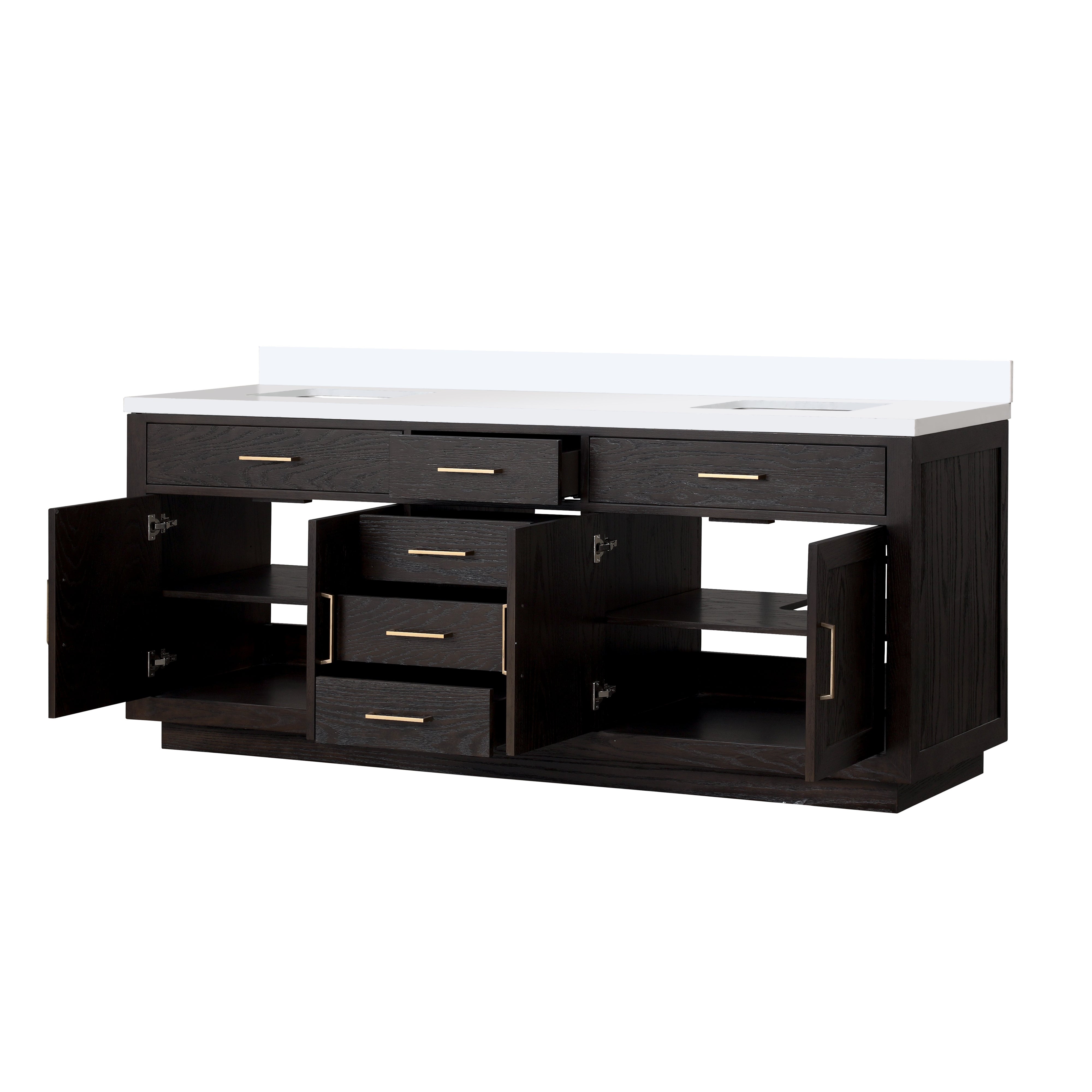 Abbey 84 in W x 22 in D Black Oak Double Bath Vanity