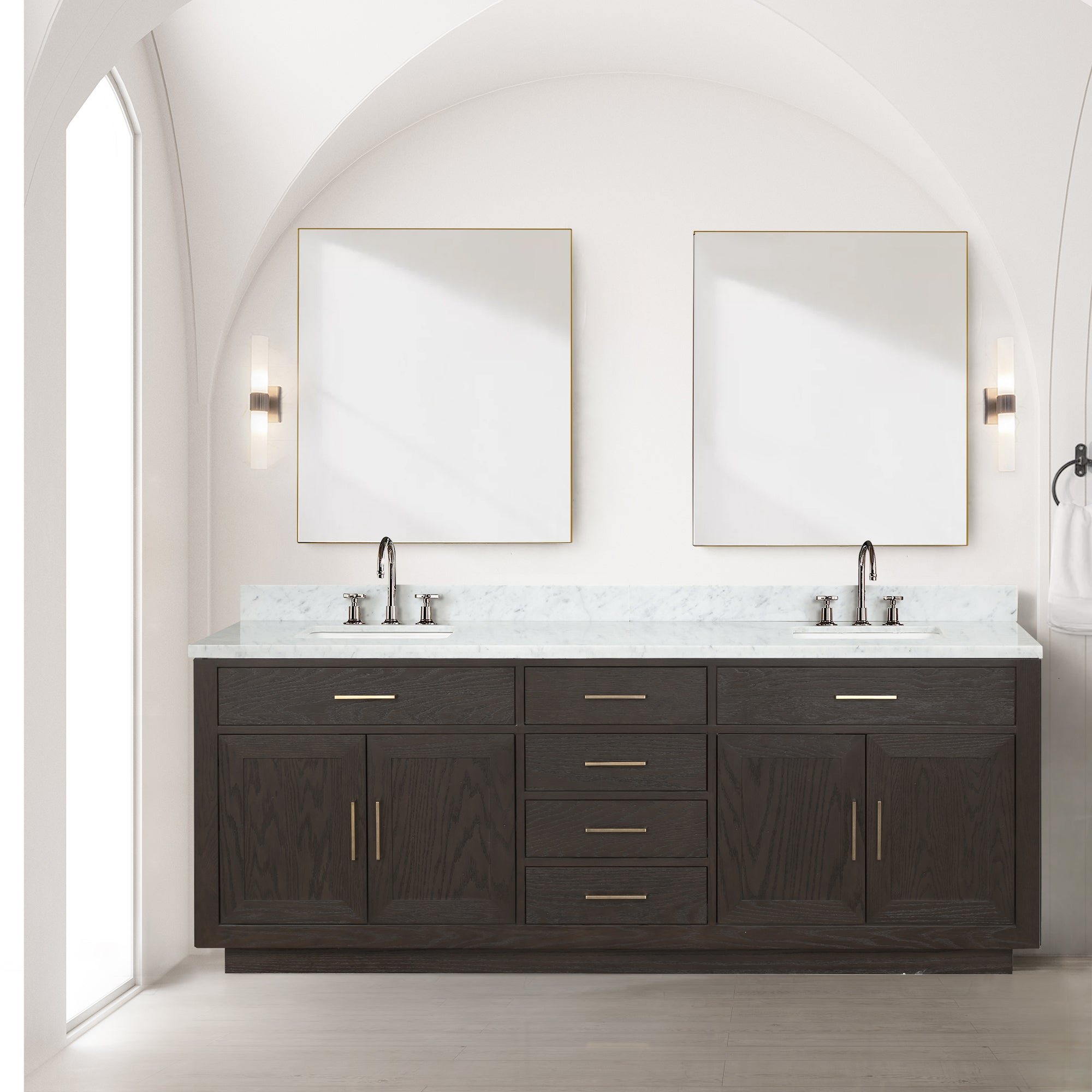 Abbey 84 in W x 22 in D Brown Oak Double Bath Vanity