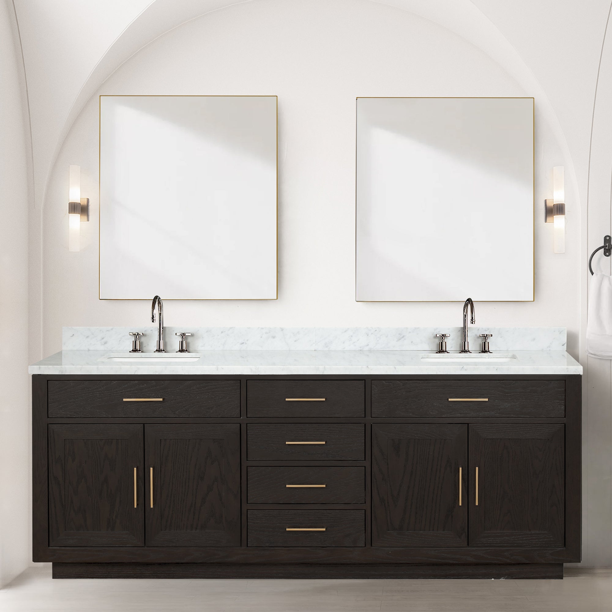 Abbey 84 in W x 22 in D Brown Oak Double Bath Vanity