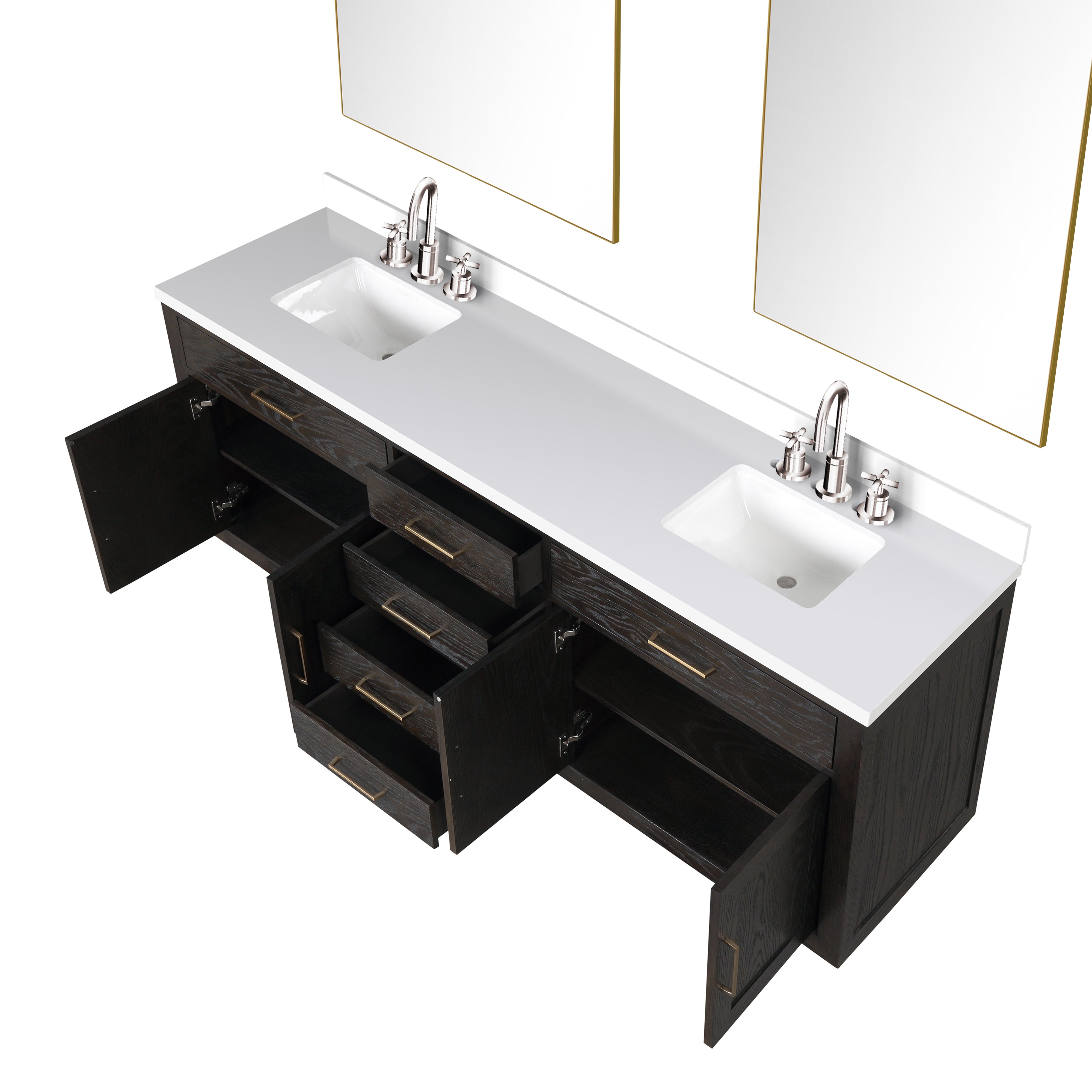 Abbey 84 in W x 22 in D Brown Oak Double Bath Vanity