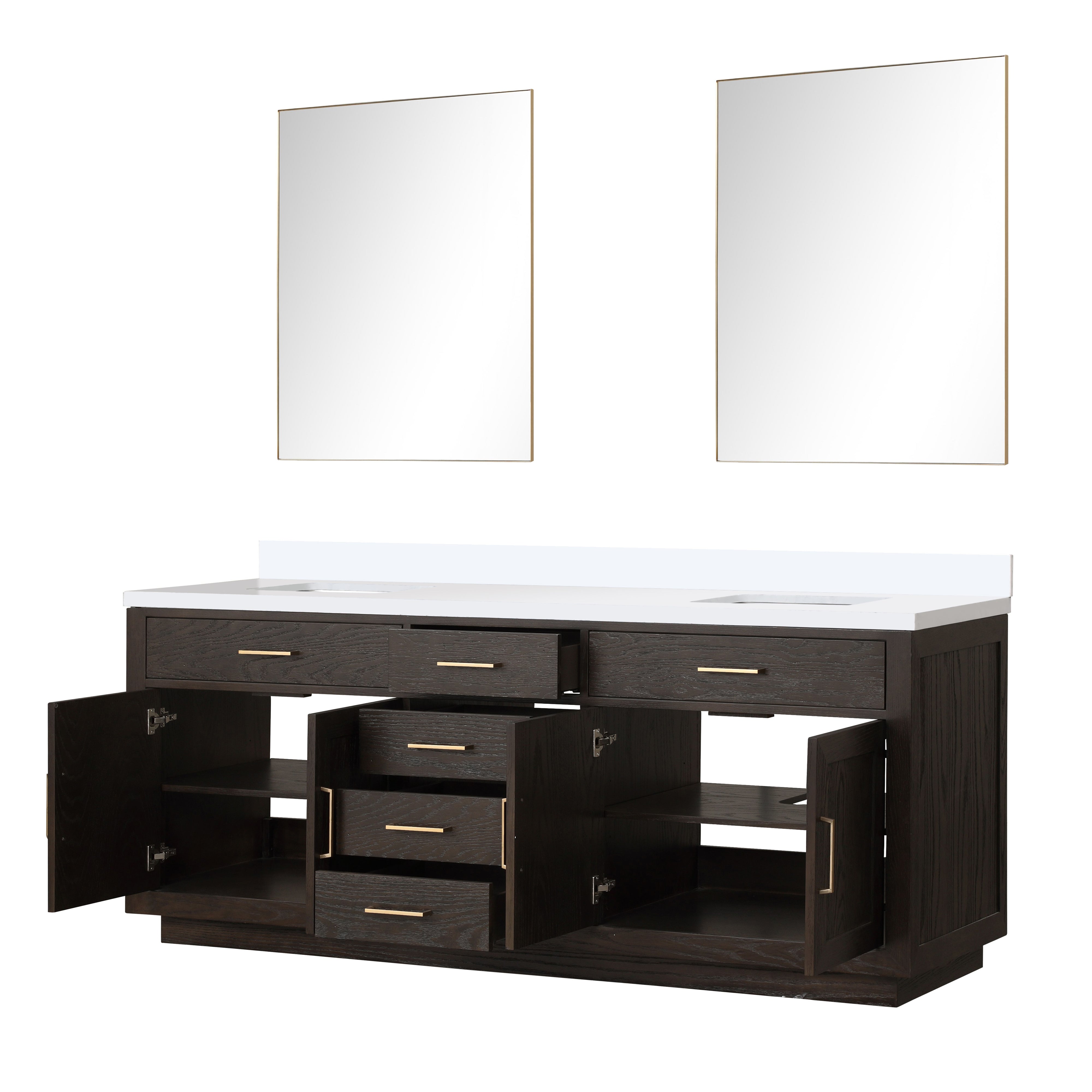 Abbey 84 in W x 22 in D Brown Oak Double Bath Vanity