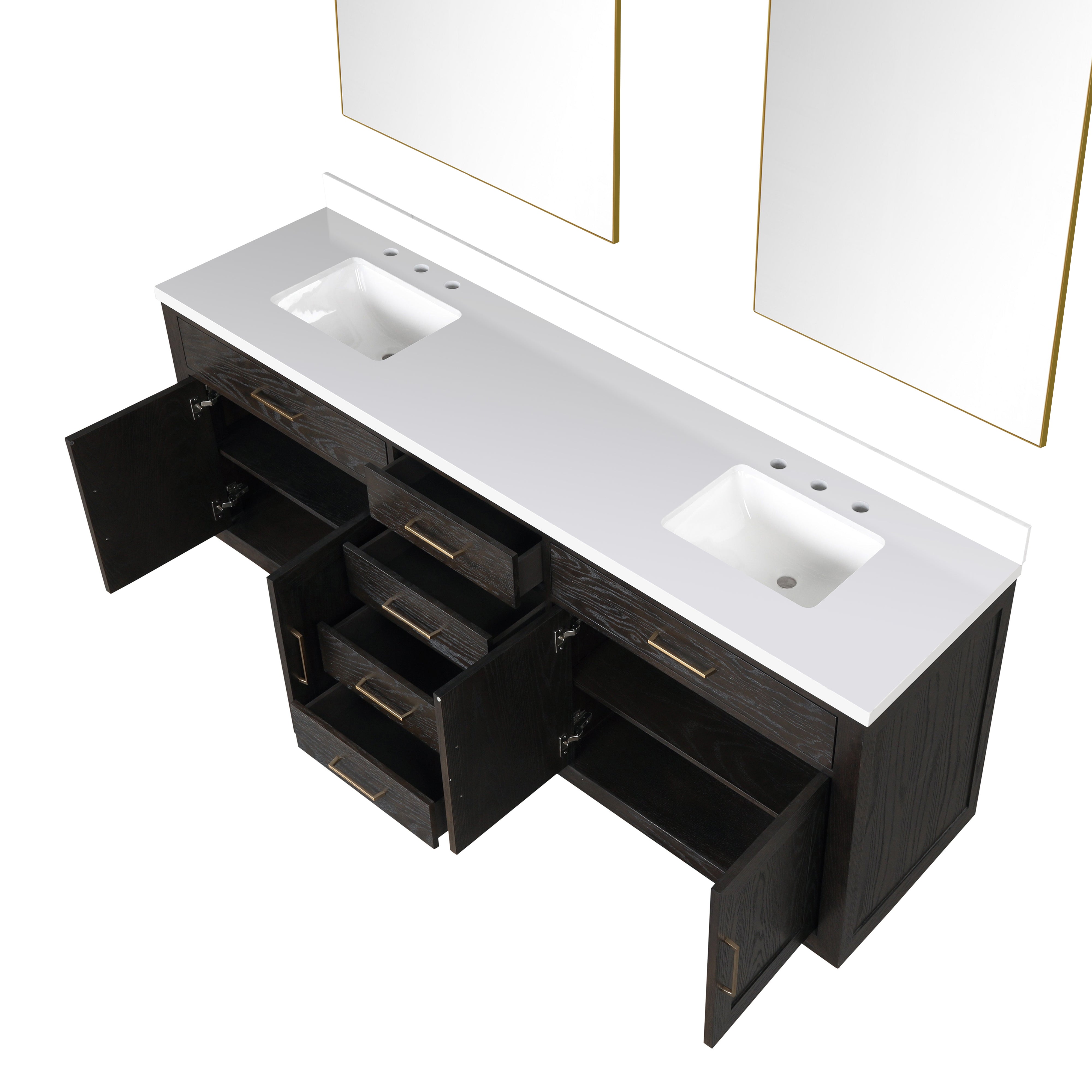 Abbey 84 in W x 22 in D Brown Oak Double Bath Vanity
