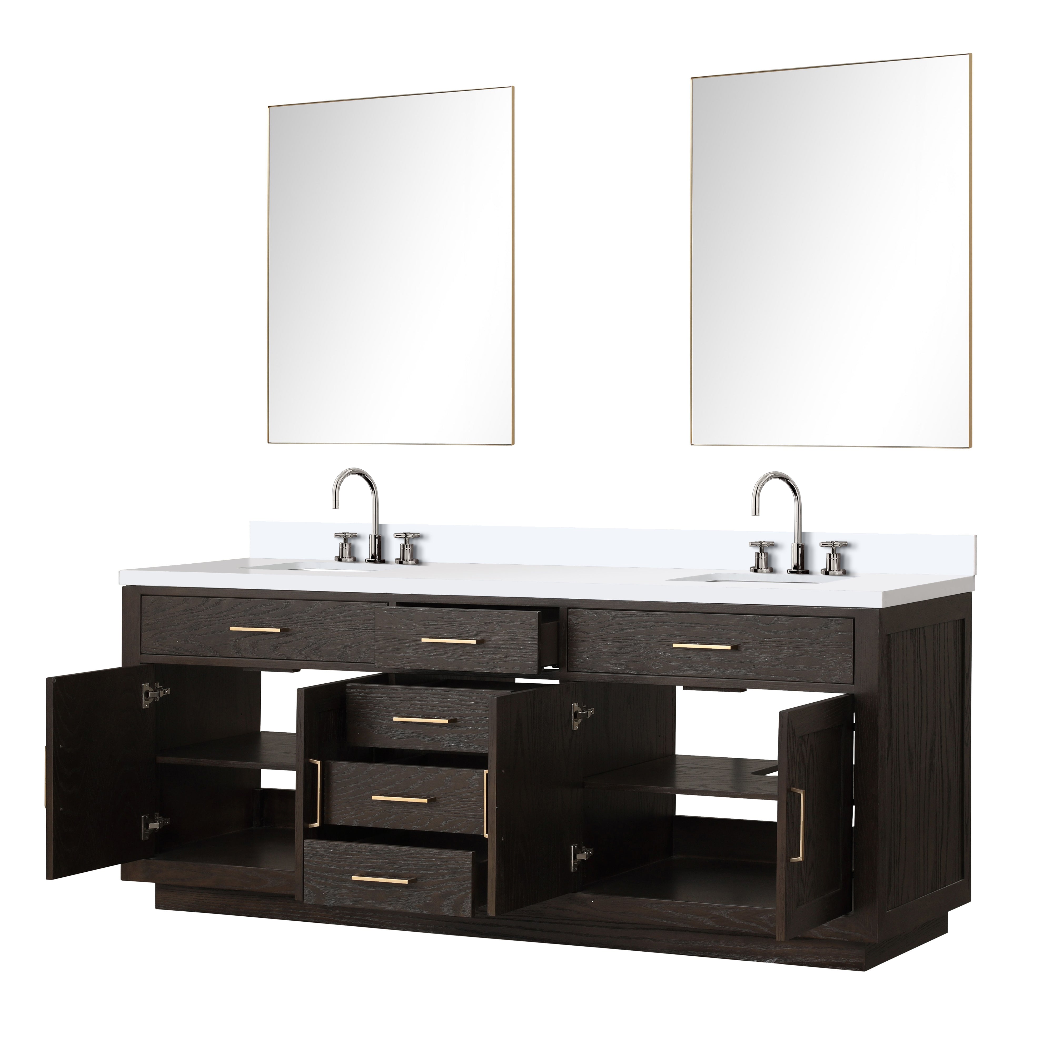 Abbey 84 in W x 22 in D Brown Oak Double Bath Vanity