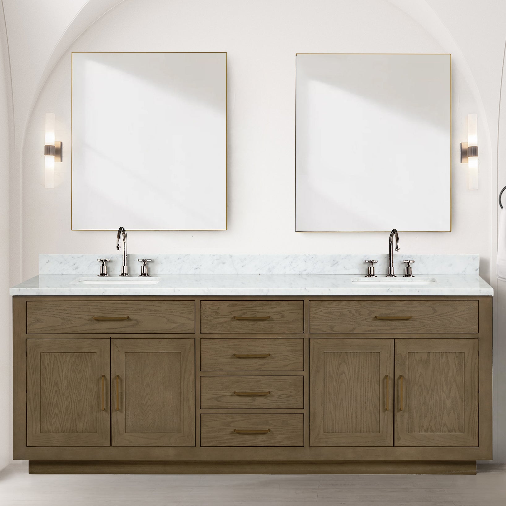 Abbey 84 in W x 22 in D Grey Oak Double Bath Vanity