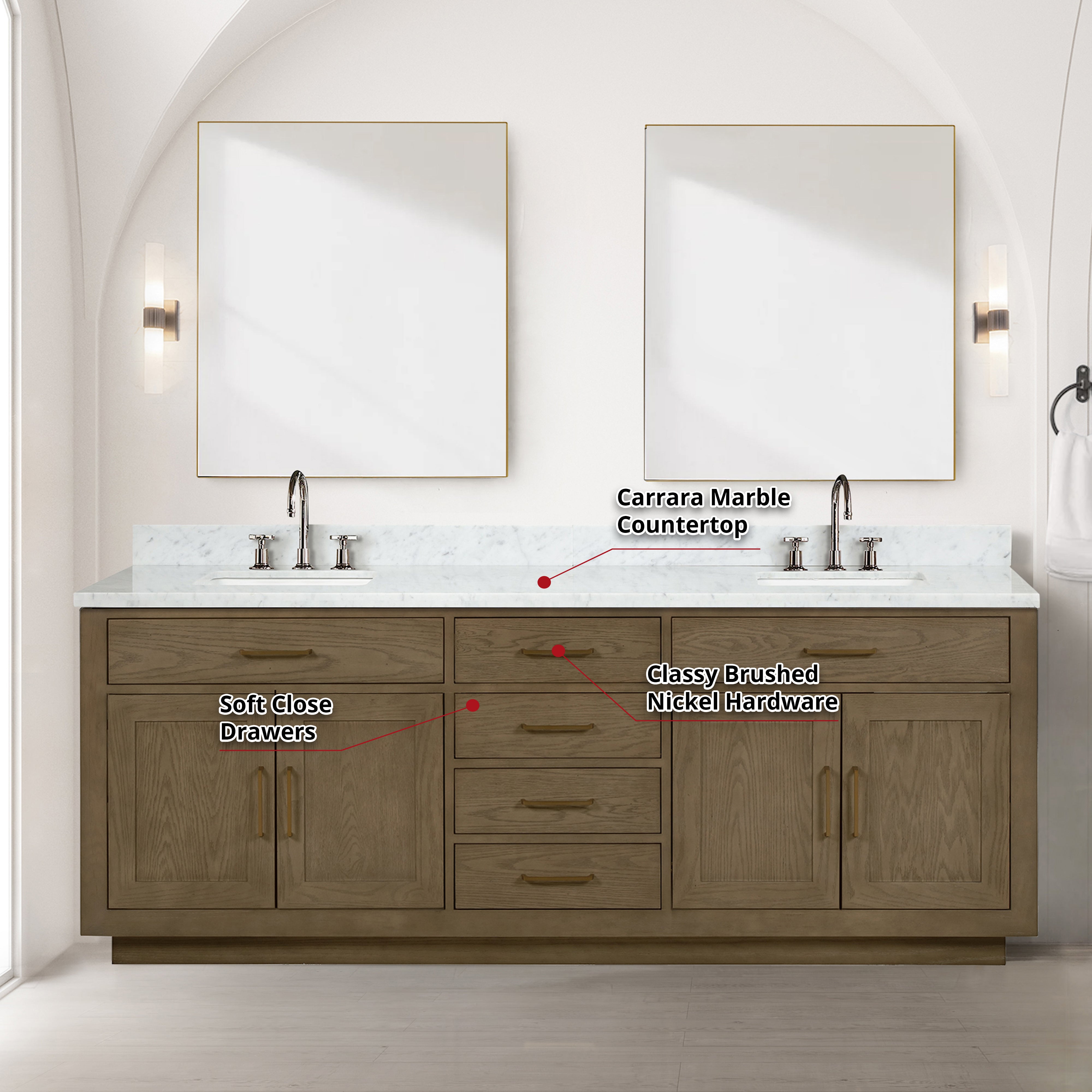 Abbey 84 in W x 22 in D Grey Oak Double Bath Vanity