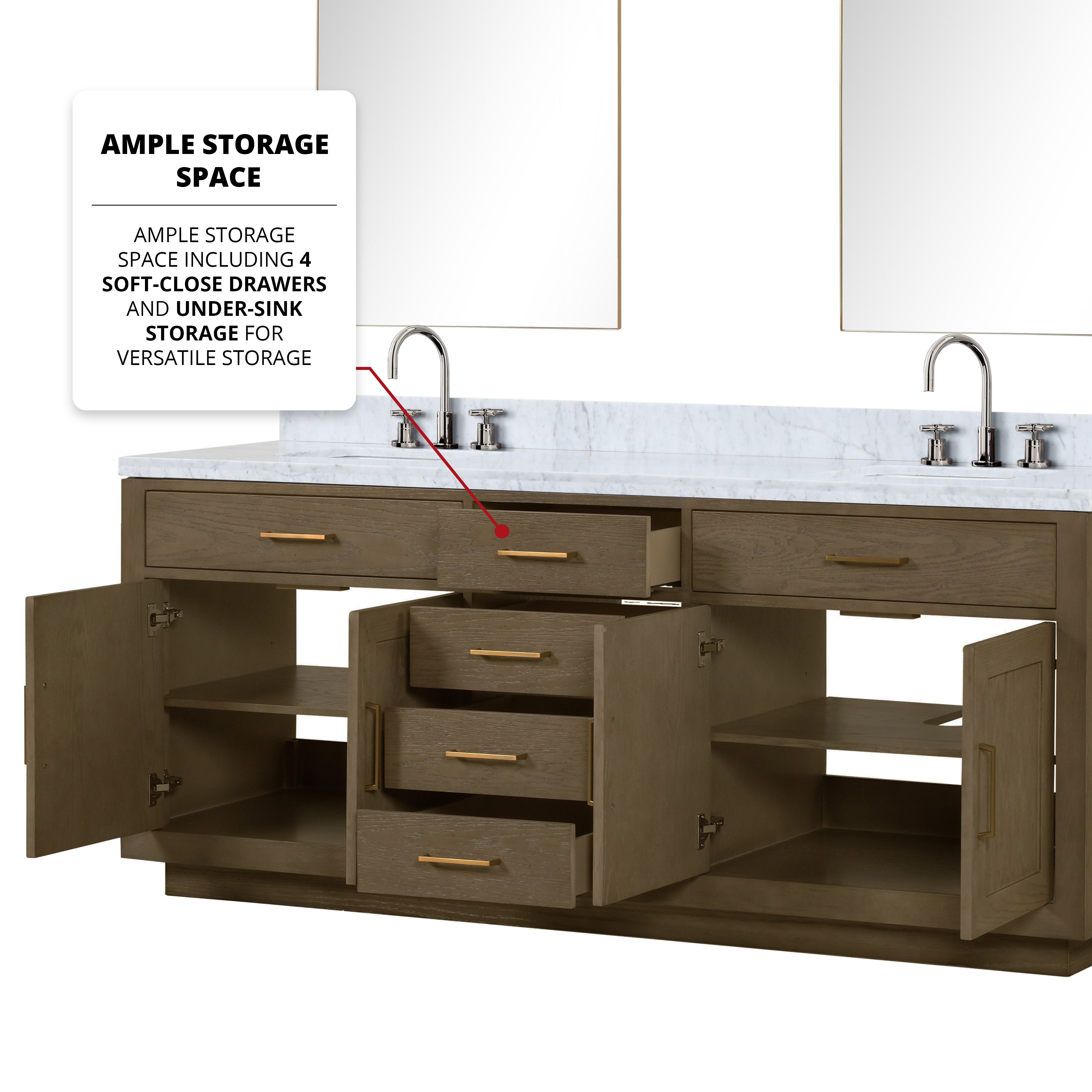 Abbey 84 in W x 22 in D Grey Oak Double Bath Vanity