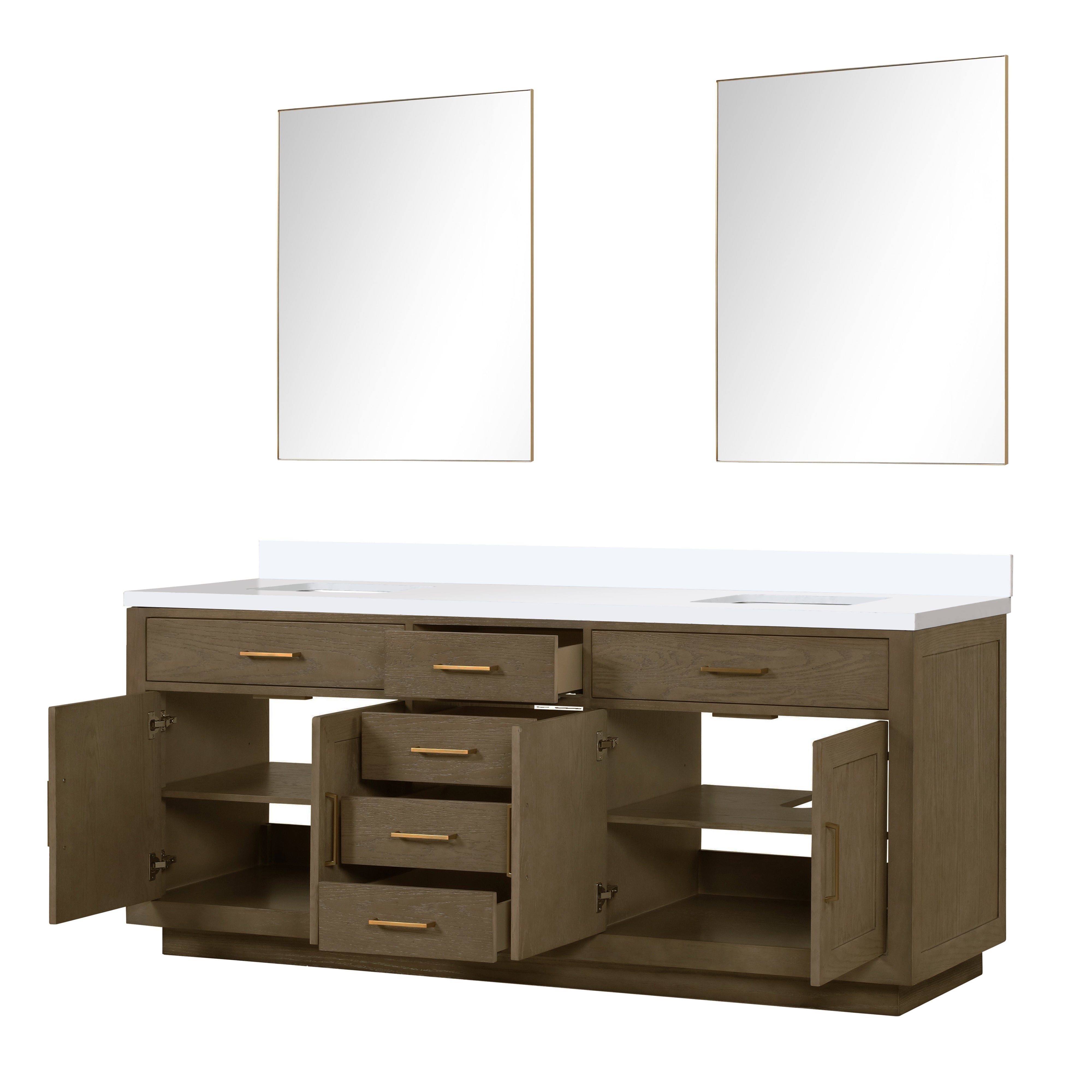 Abbey 84 in W x 22 in D Grey Oak Double Bath Vanity