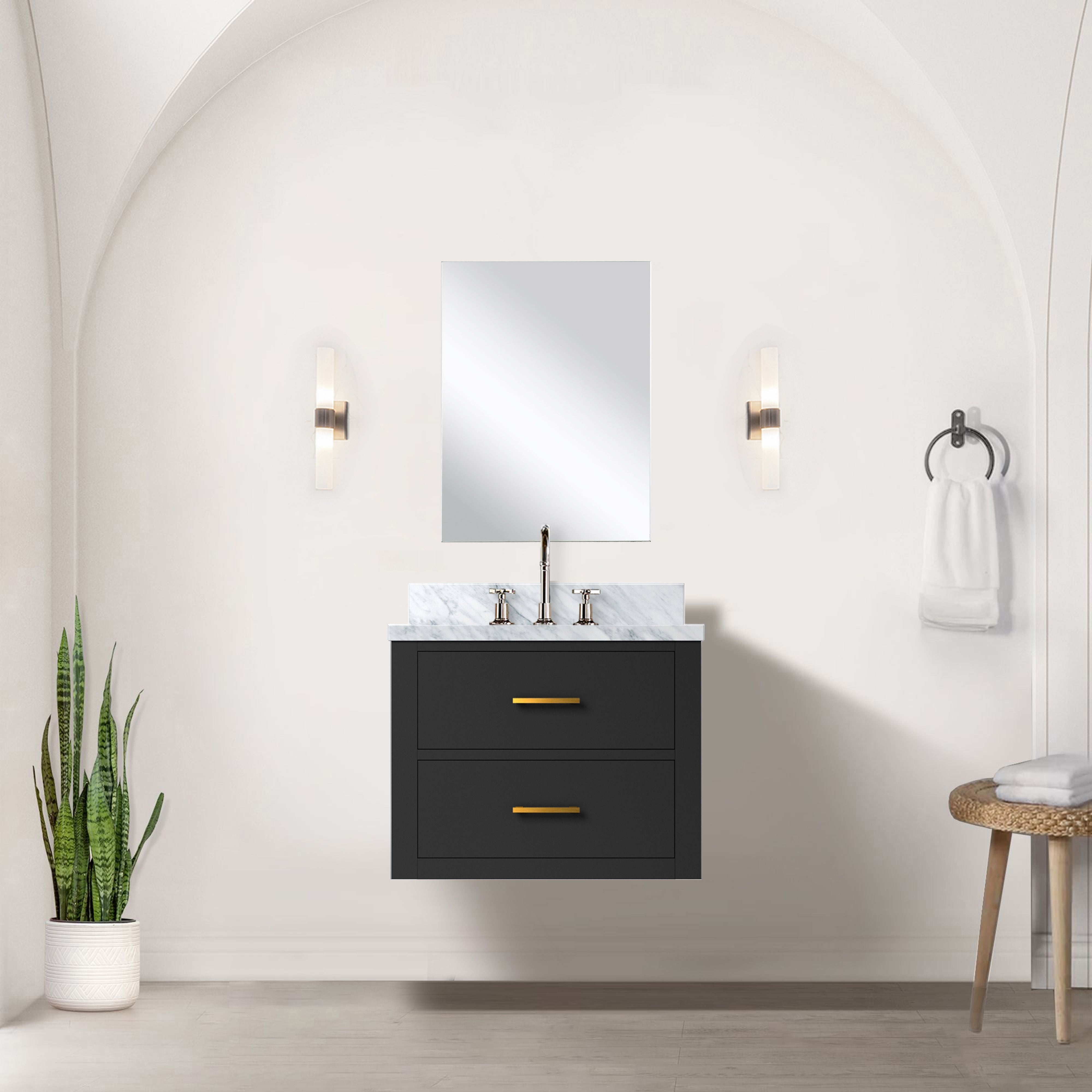 Castor 24 in W x 18 in D Black Single Bath Vanity