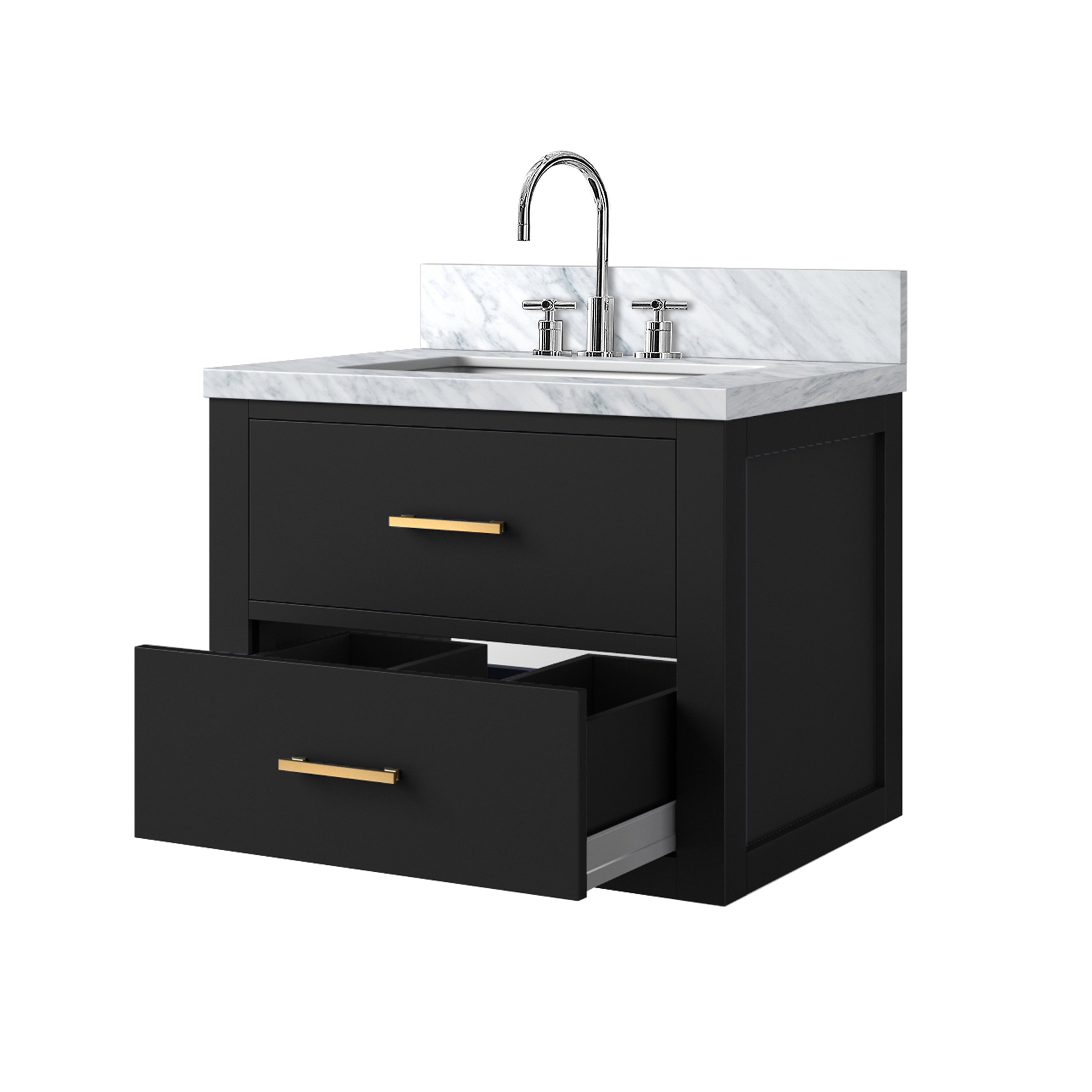 Castor 24 in W x 18 in D Black Single Bath Vanity