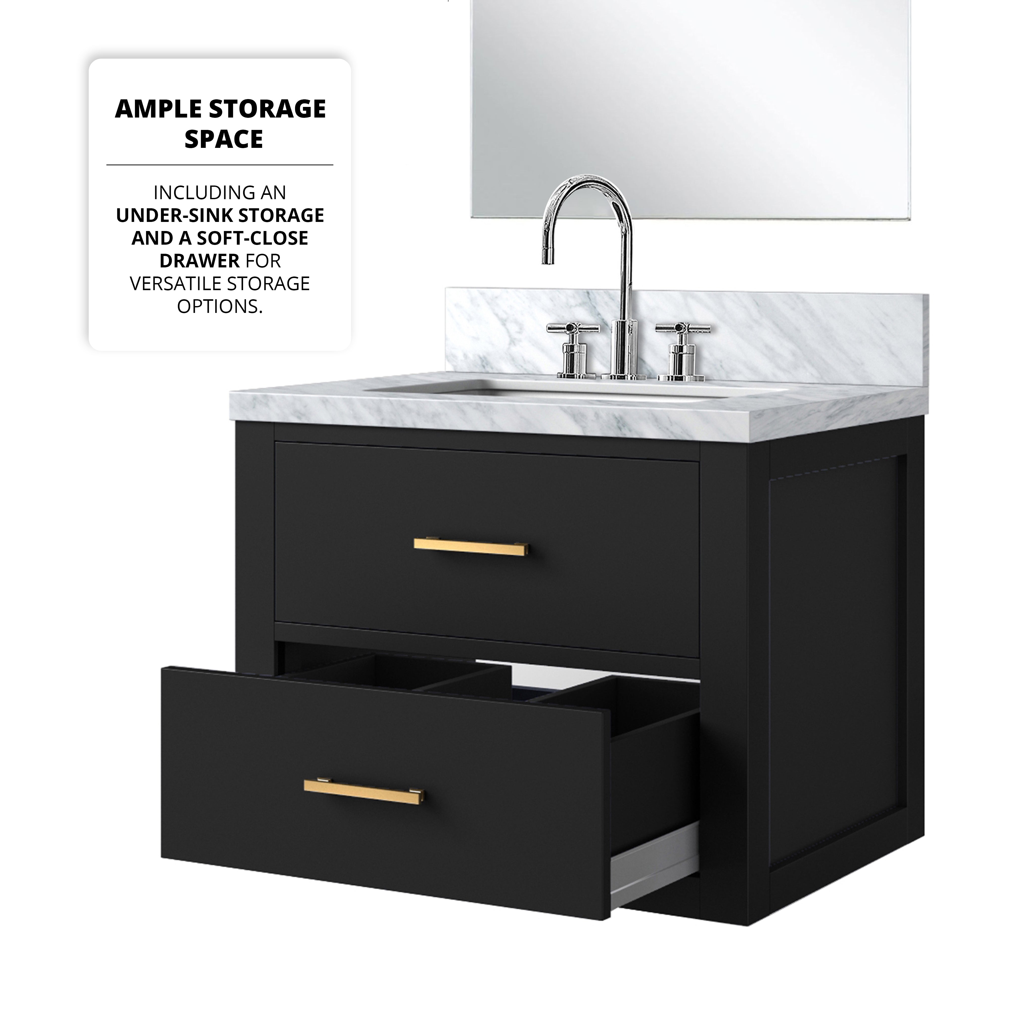 Castor 24 in W x 18 in D Black Single Bath Vanity