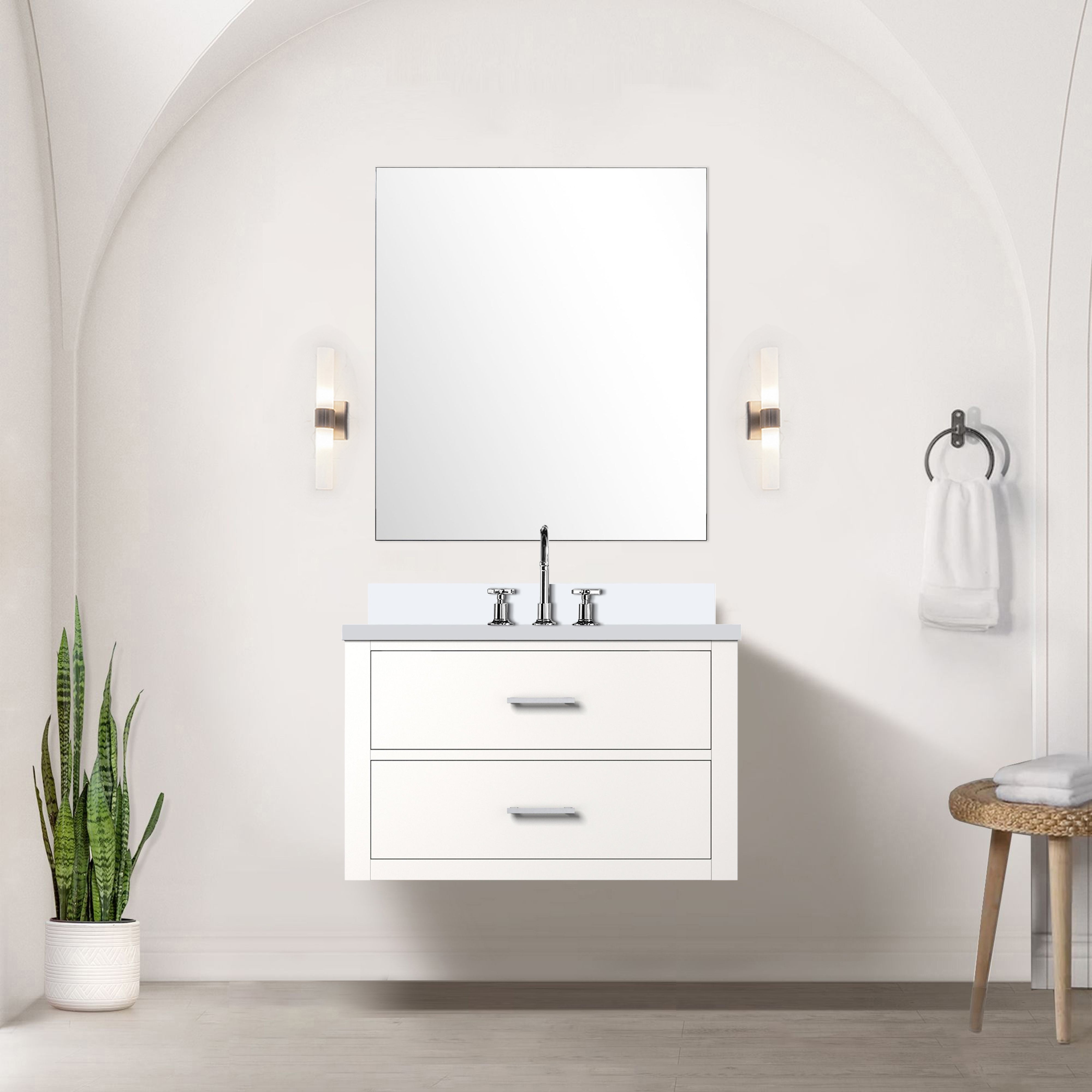 Castor 30 in W x 22 in D White Double Bath Vanity