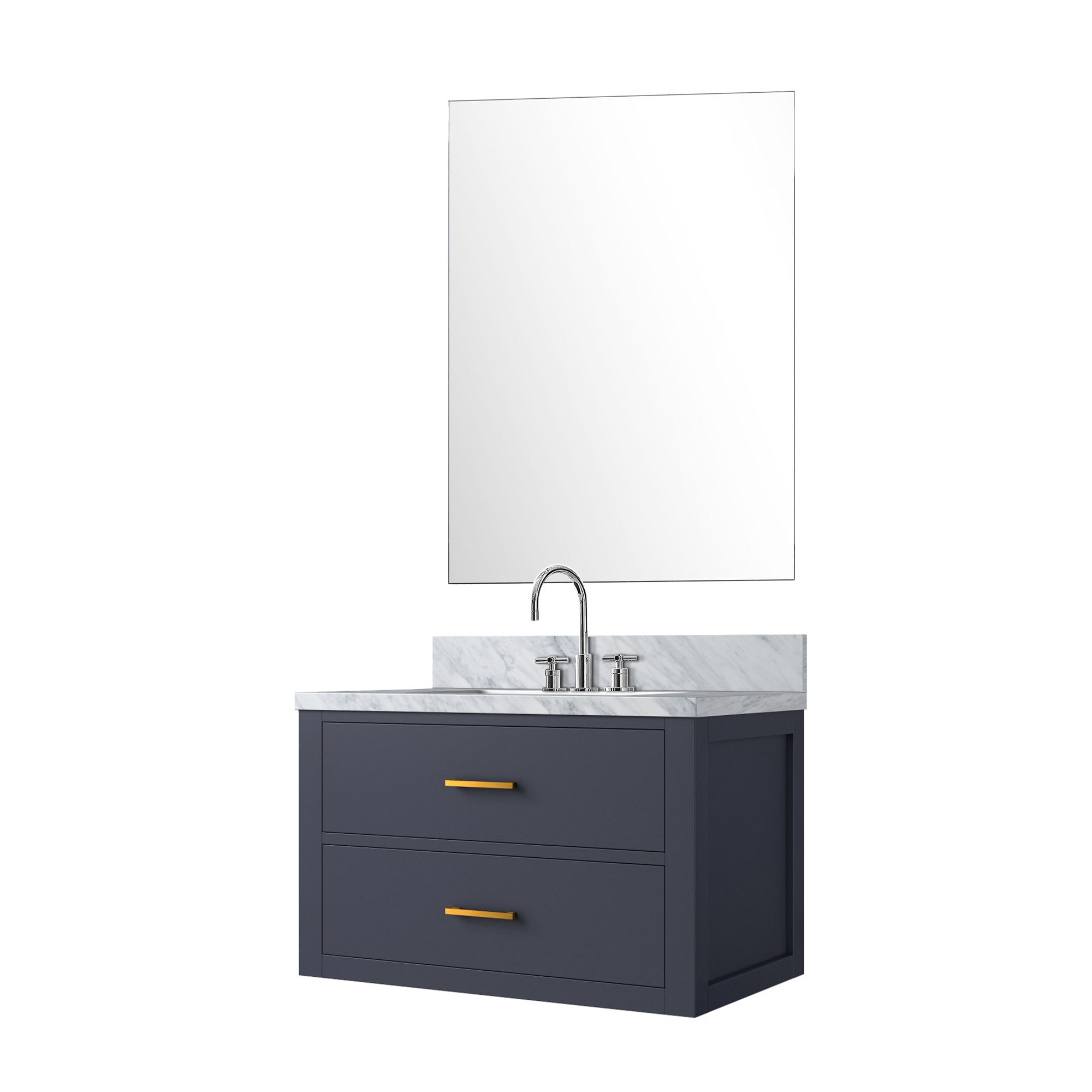 Castor 30 in W x 22 in D Blue Single Bath Vanity
