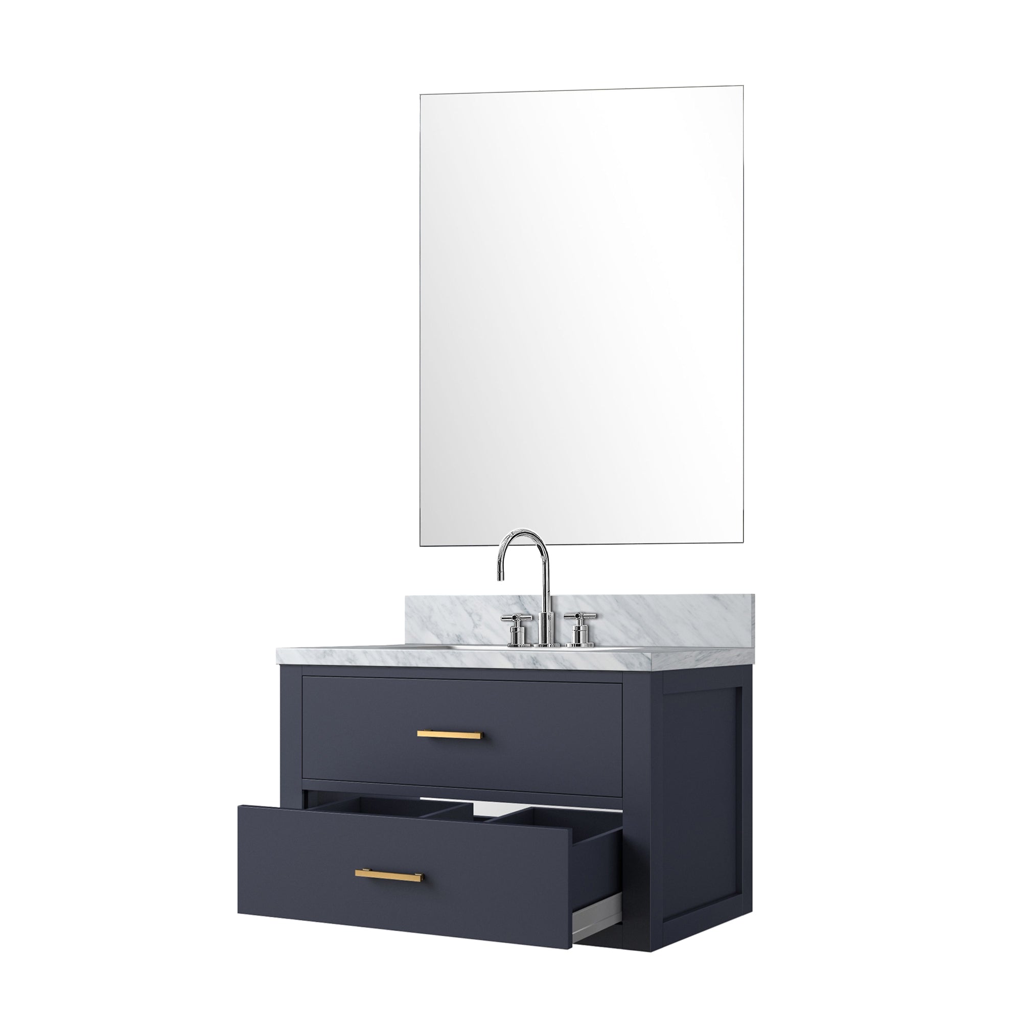 Castor 30 in W x 22 in D Blue Single Bath Vanity