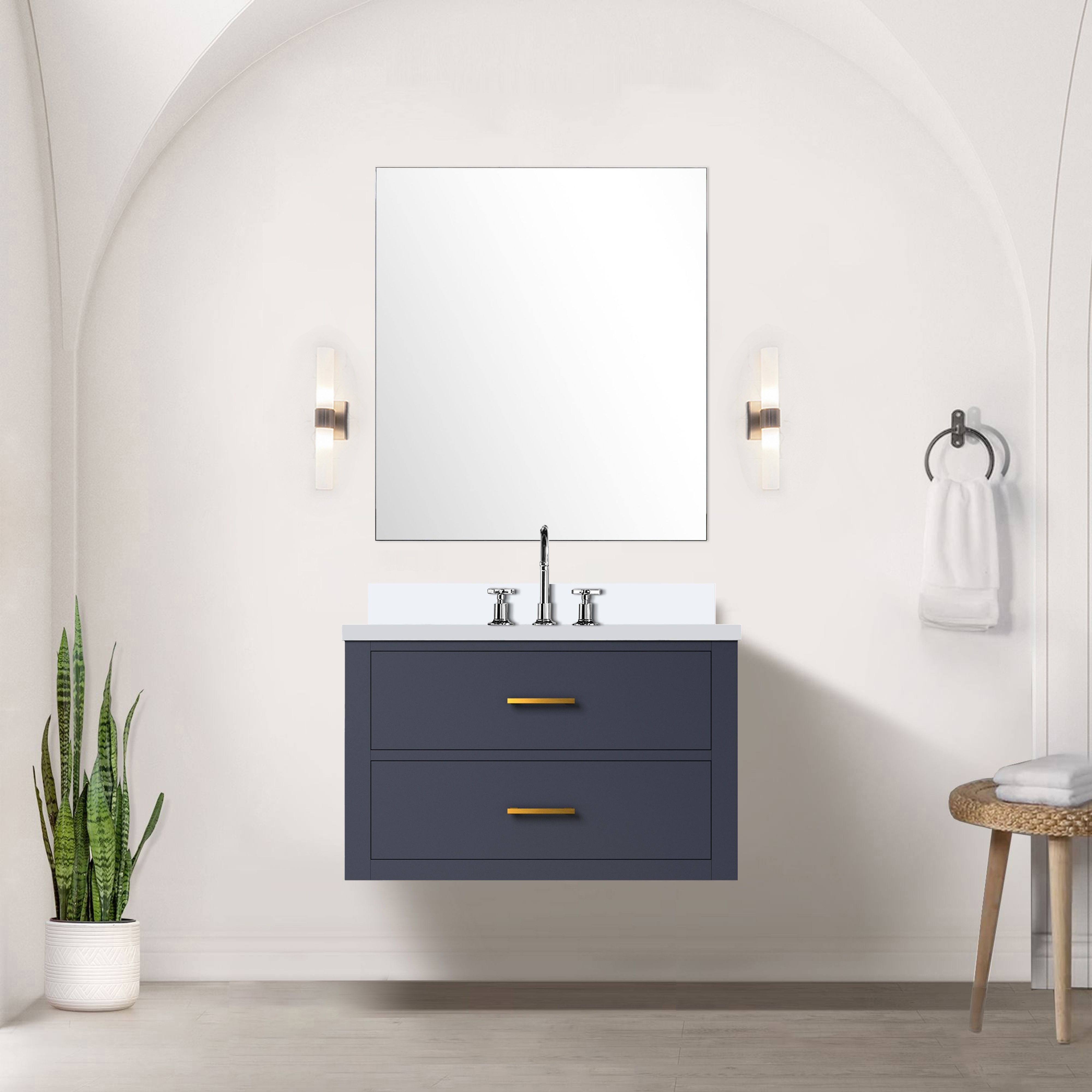 Castor 30 in W x 22 in D Blue Double Bath Vanity
