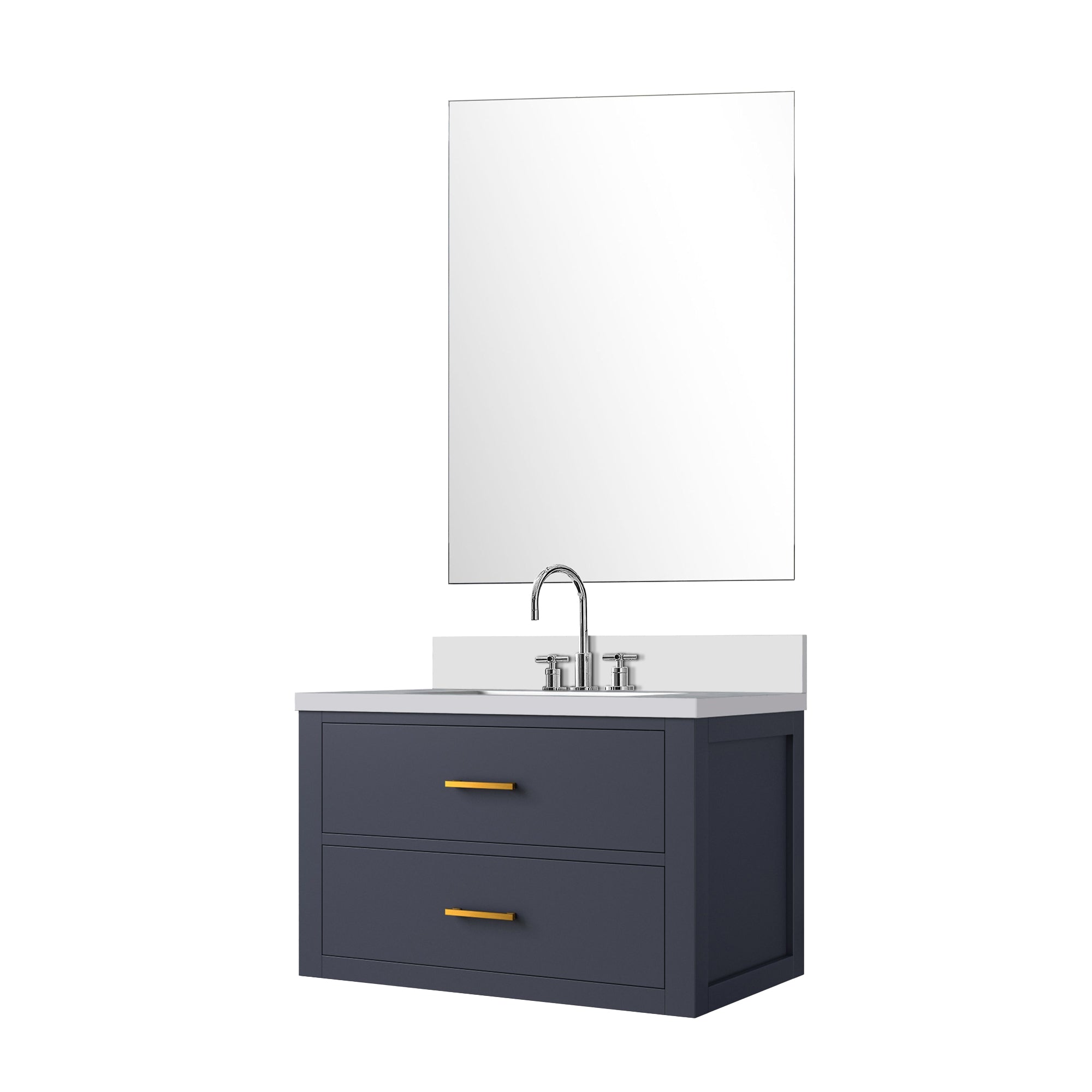 Castor 30 in W x 22 in D Blue Single Bath Vanity