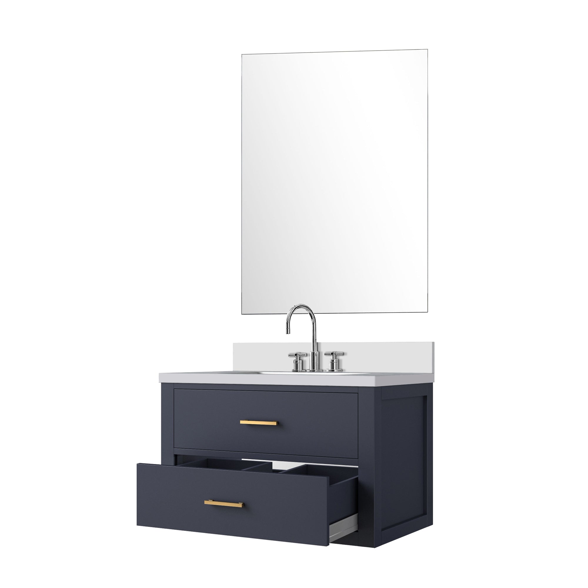 Castor 30 in W x 22 in D Blue Single Bath Vanity