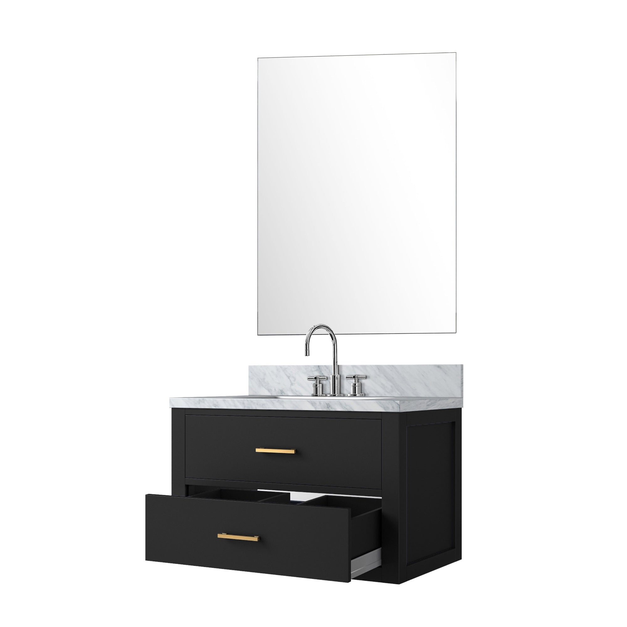 Castor 30 in W x 22 in D Black Single Bath Vanity