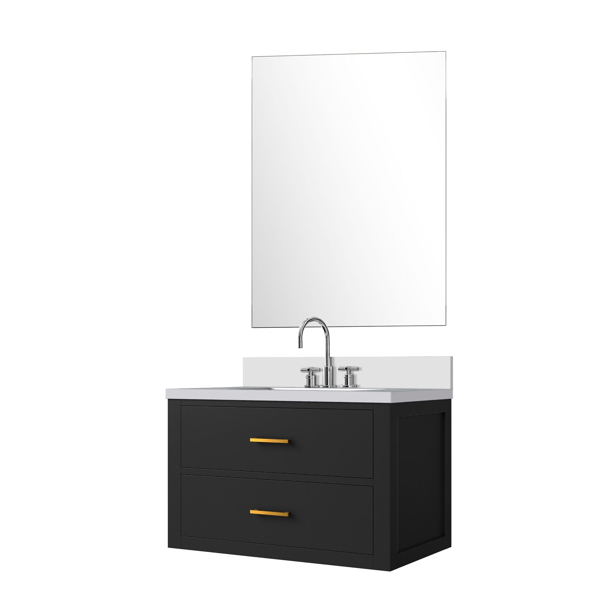 Castor 30 in W x 22 in D Black Single Bath Vanity