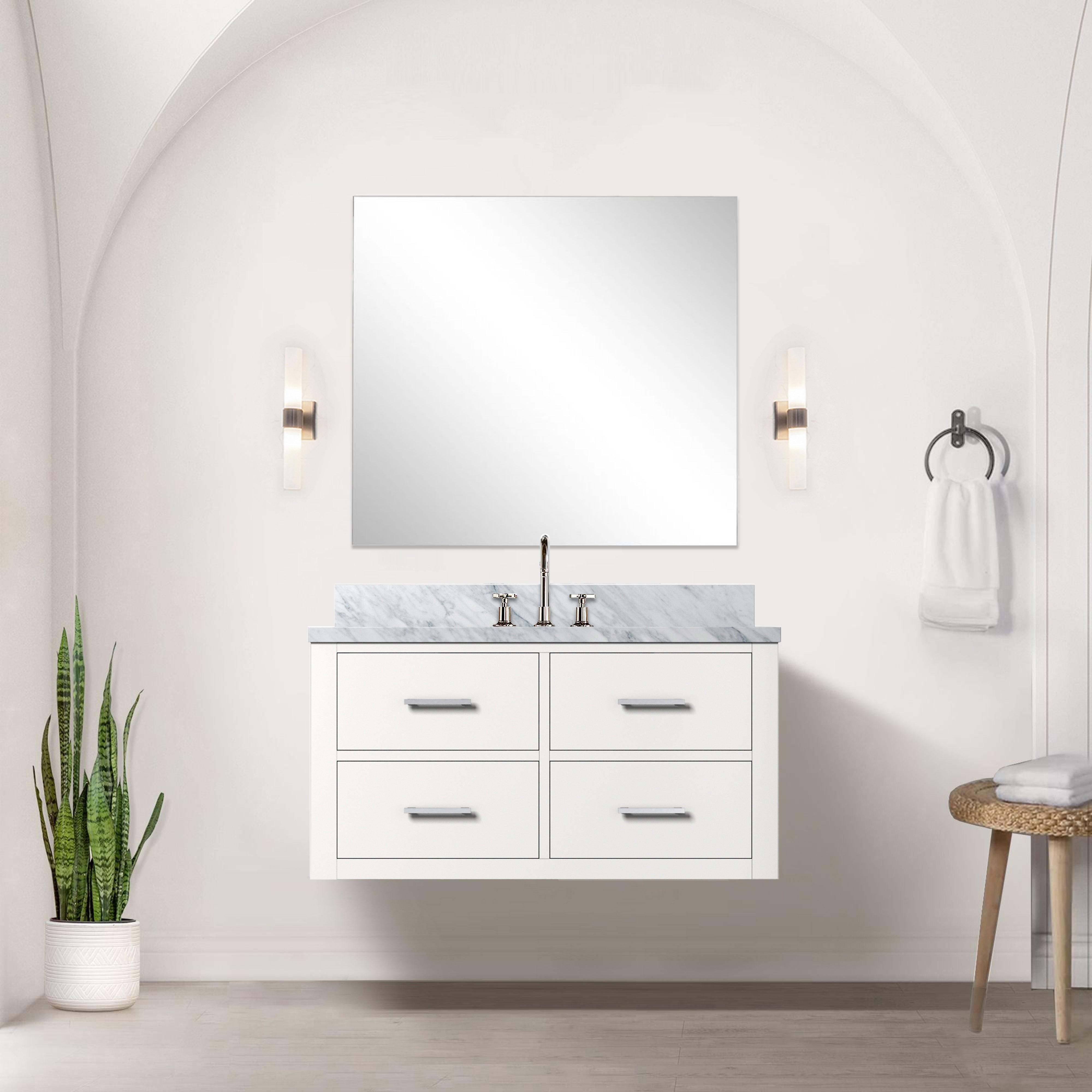 Castor 36 in W x 22 in D White Double Bath Vanity
