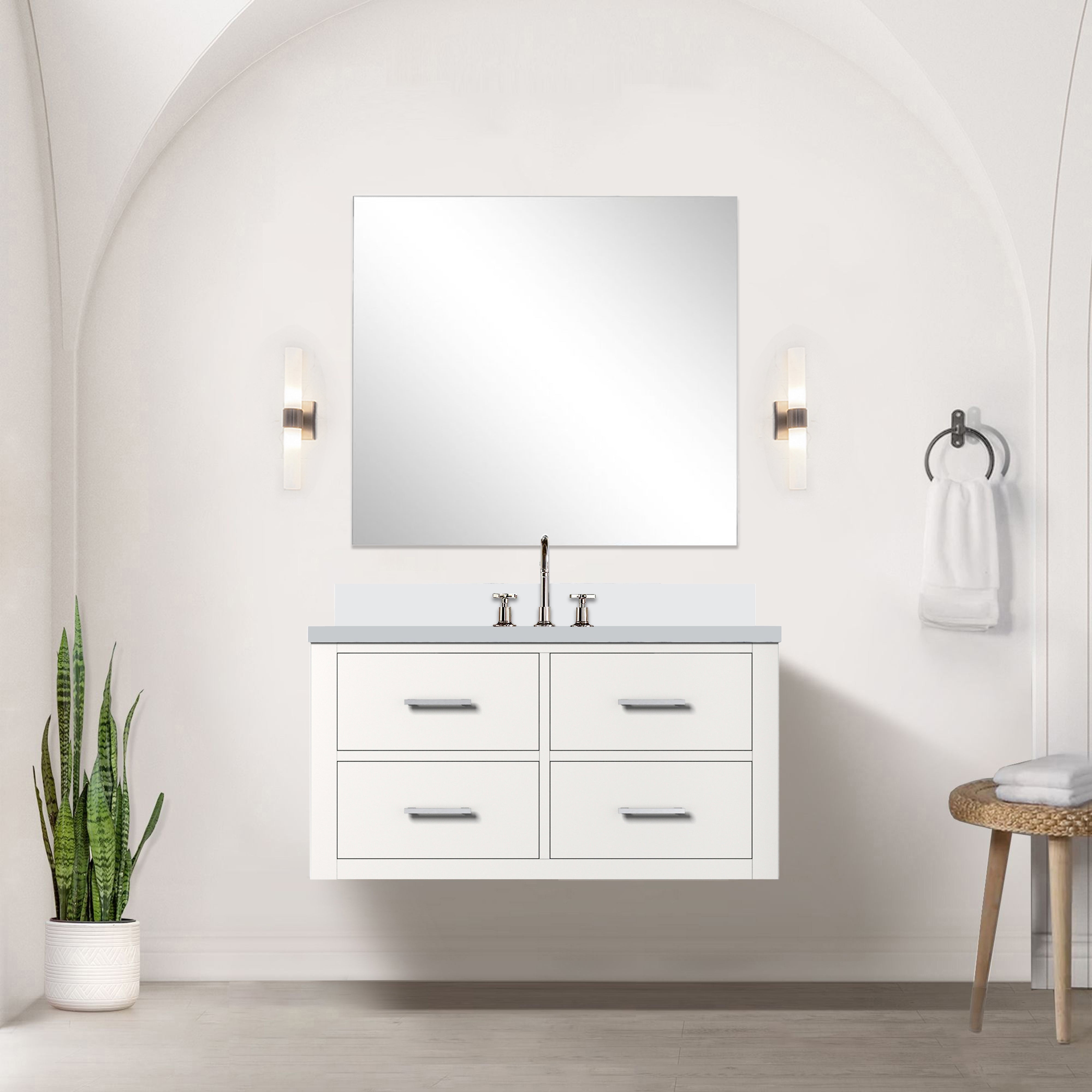 Castor 36 in W x 22 in D White Double Bath Vanity
