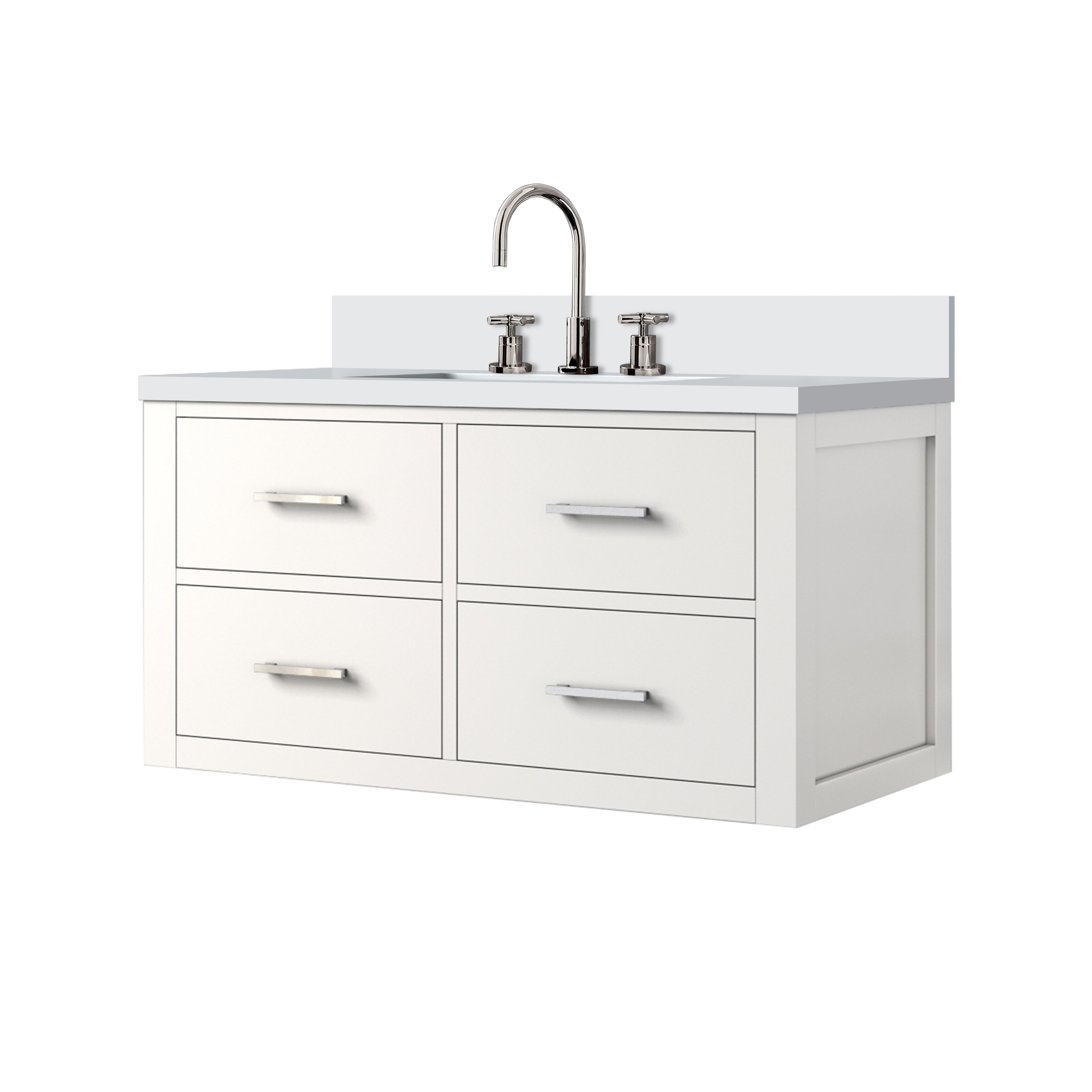 Castor 36 in W x 22 in D White Double Bath Vanity