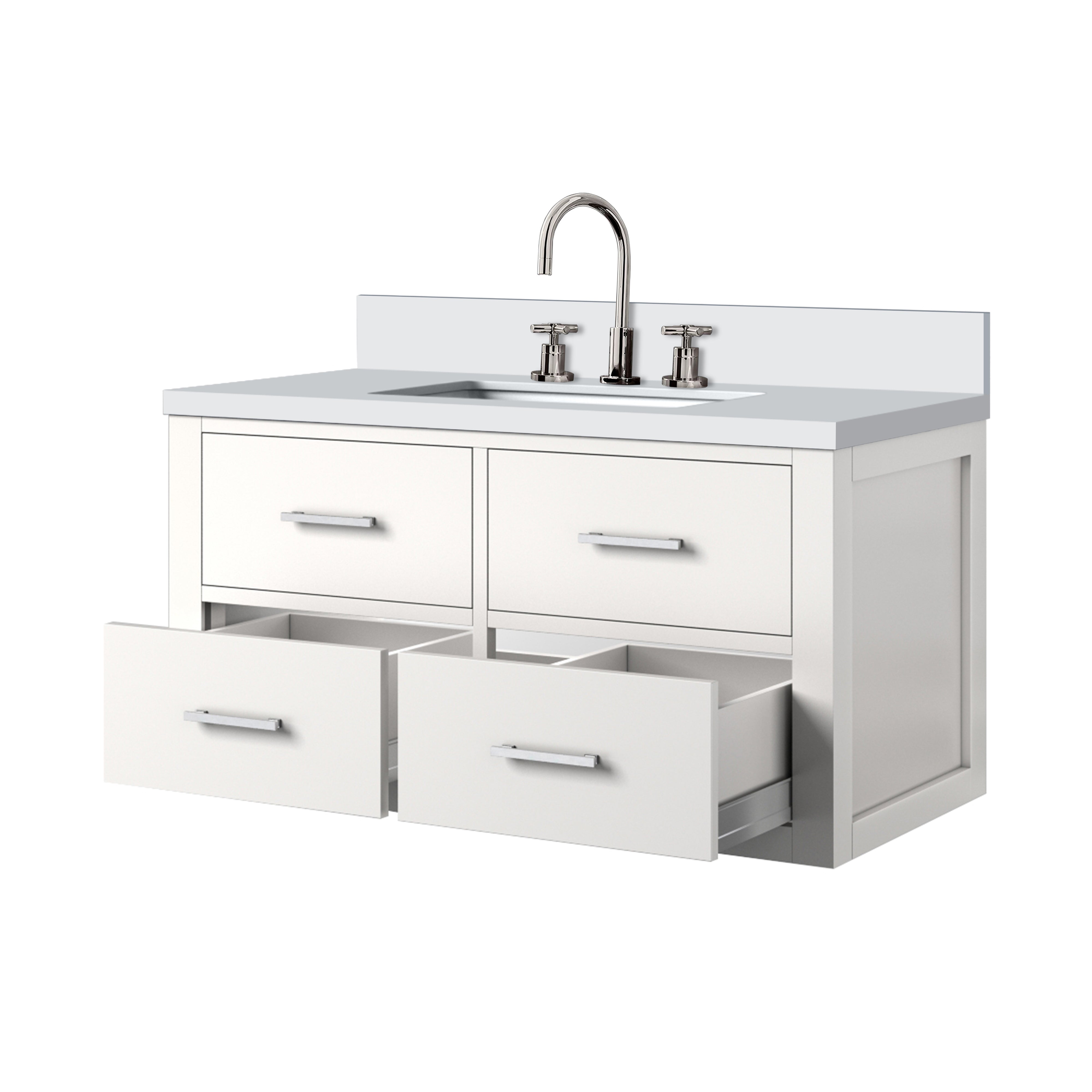 Castor 36 in W x 22 in D White Double Bath Vanity