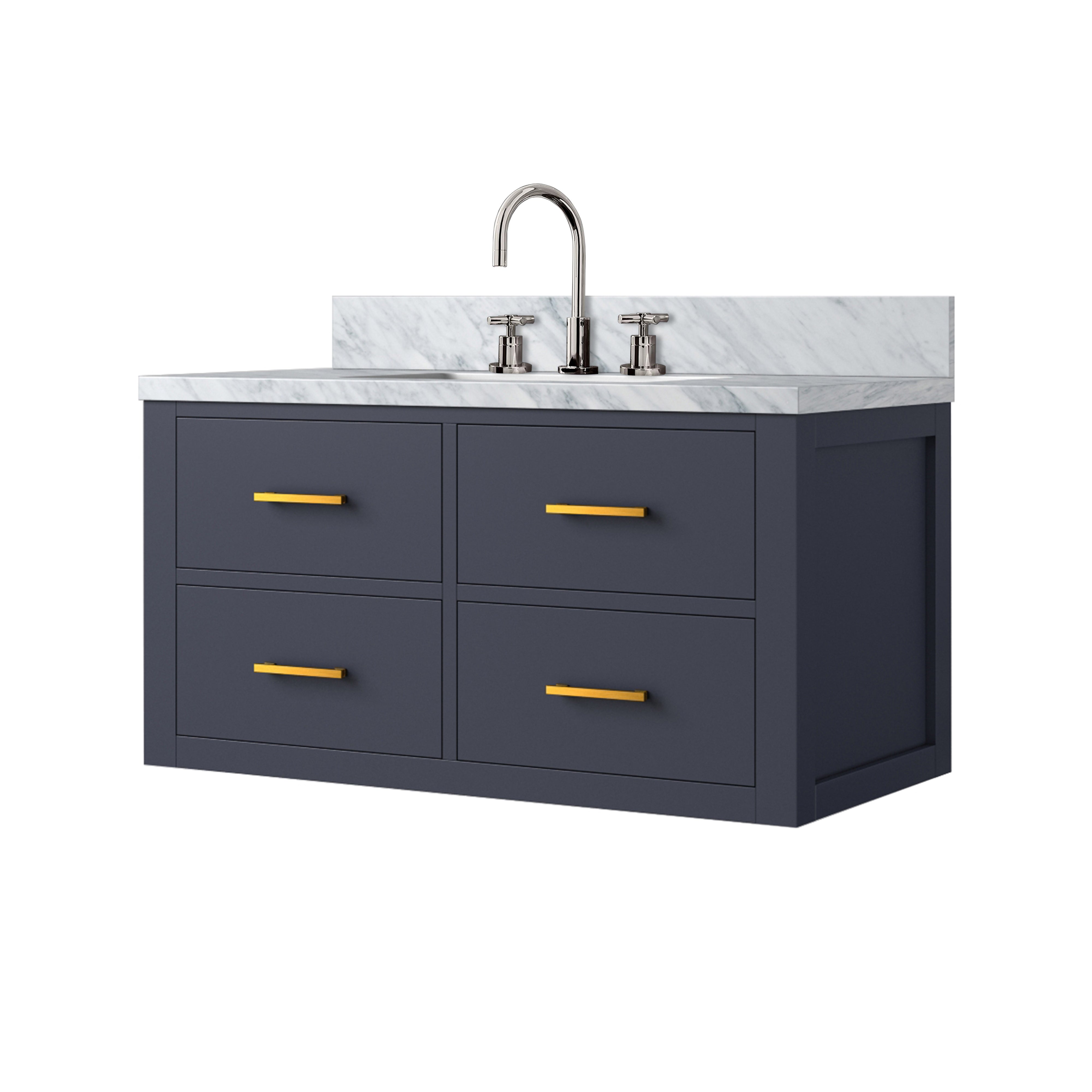 Castor 36 in W x 22 in D Blue Double Bath Vanity