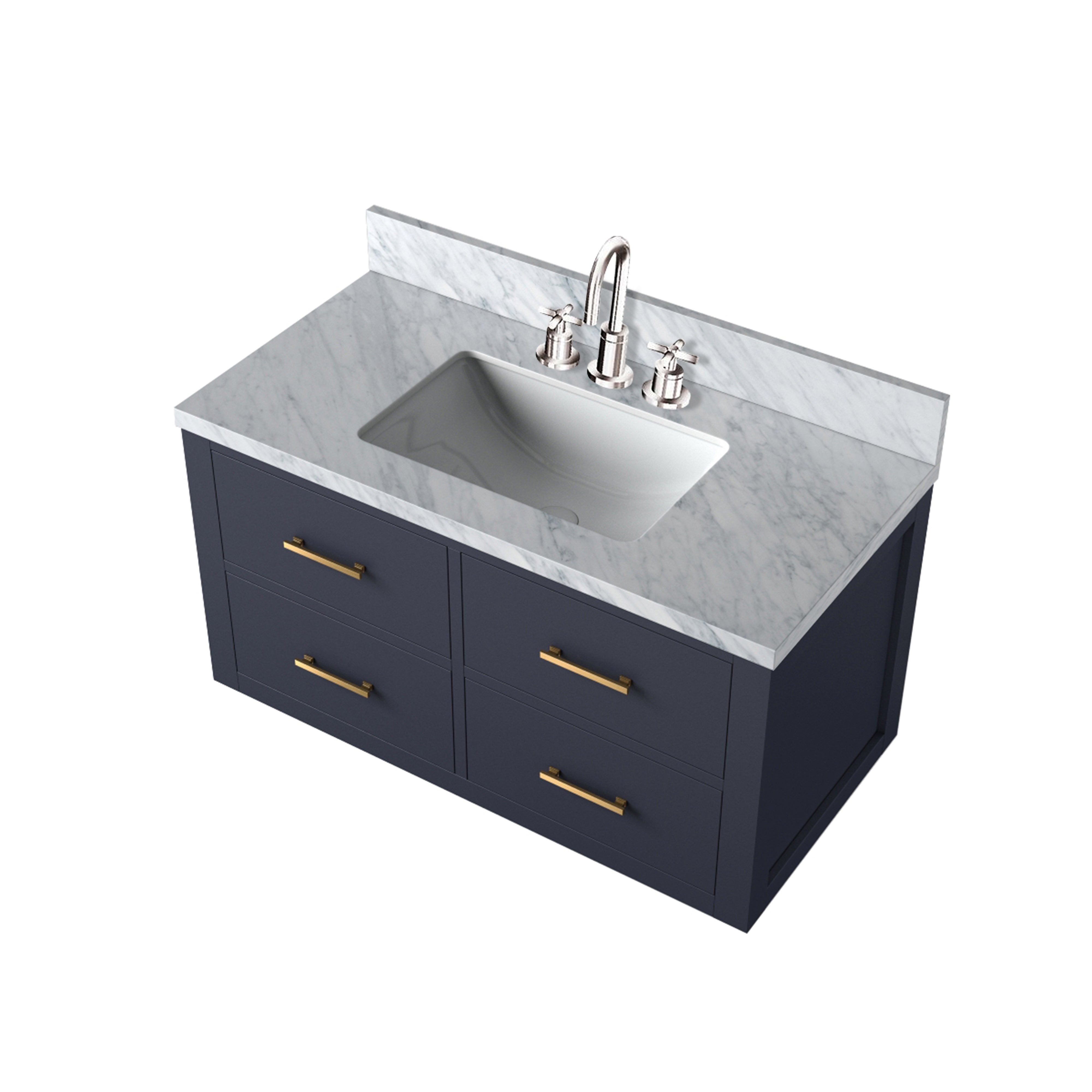 Castor 36 in W x 22 in D Blue Double Bath Vanity