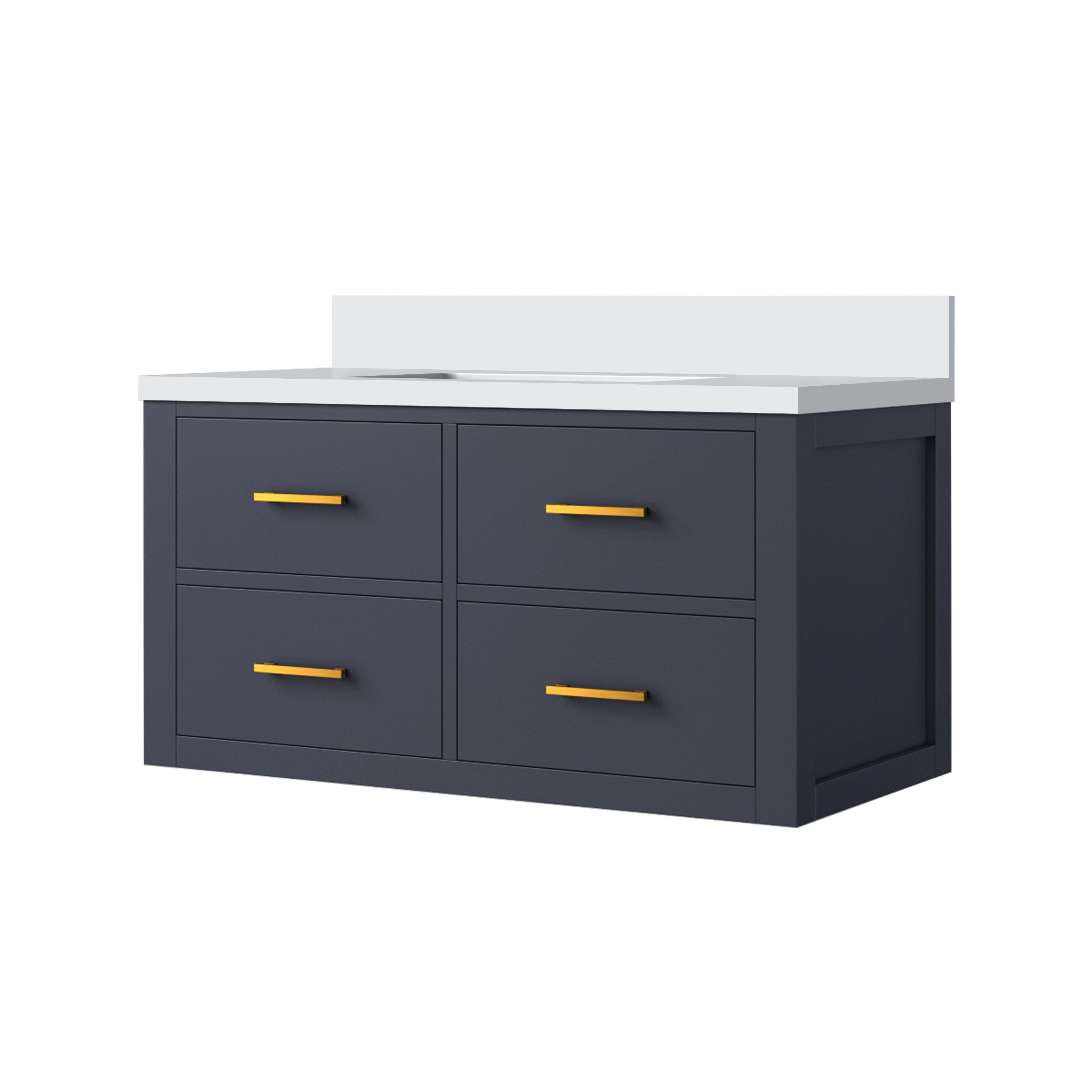 Castor 36 in W x 22 in D Blue Double Bath Vanity