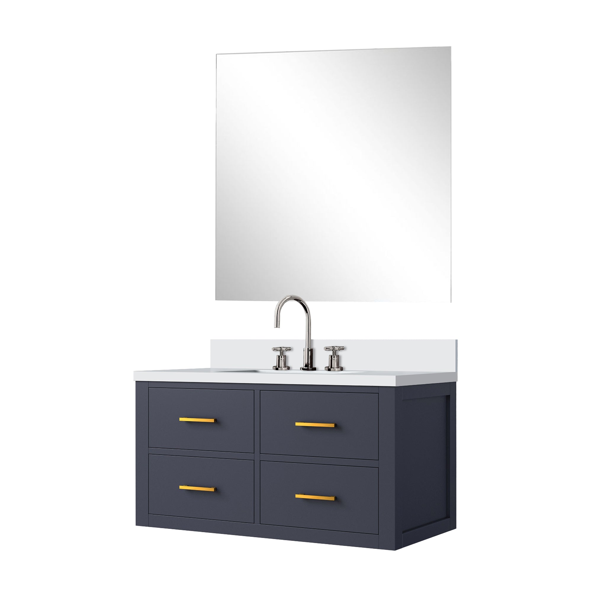 Castor 36 in W x 22 in D Blue Single Bath Vanity
