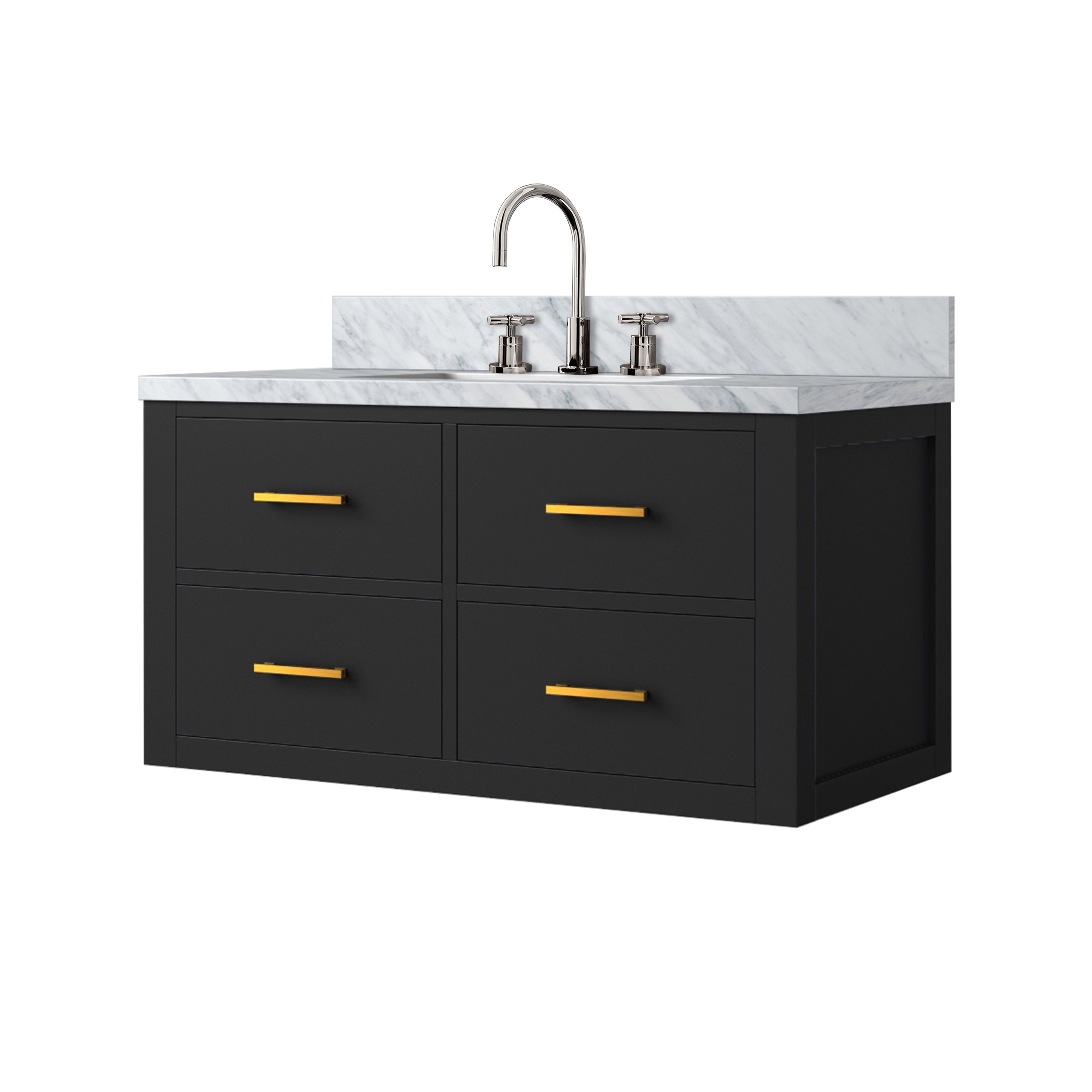 Castor 36 in W x 22 in D Black Double Bath Vanity